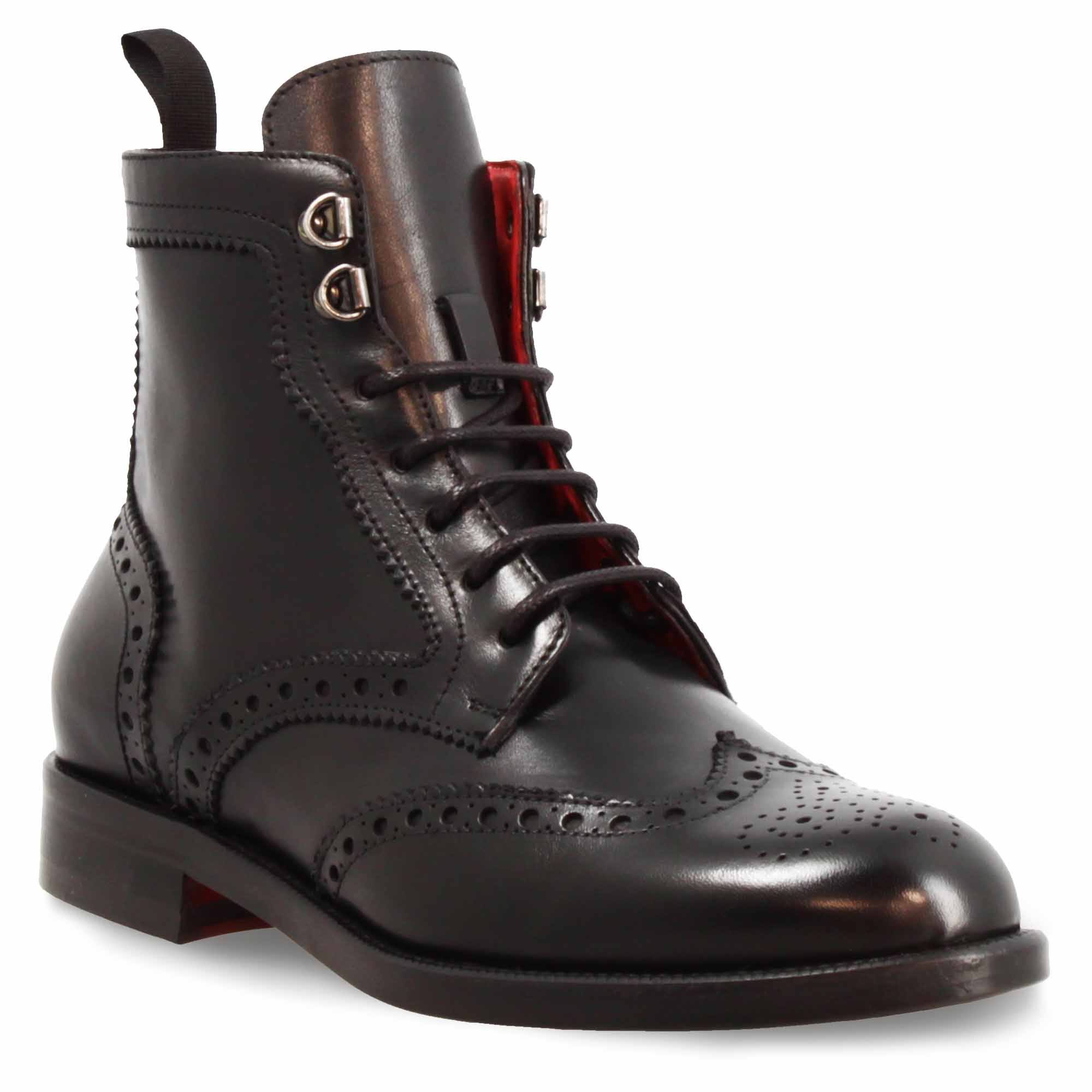 Anfibio da donna con dettagli brogue in pelle colore nero