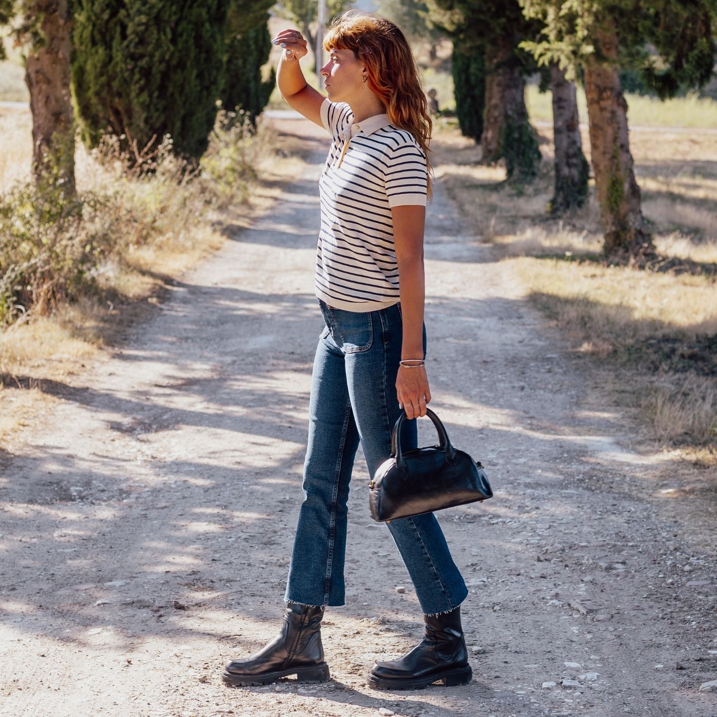 Women's ankle boot in genuine leather in black