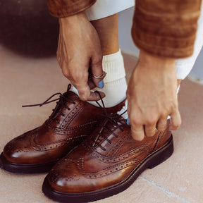 Women's brown leather brogue oxford