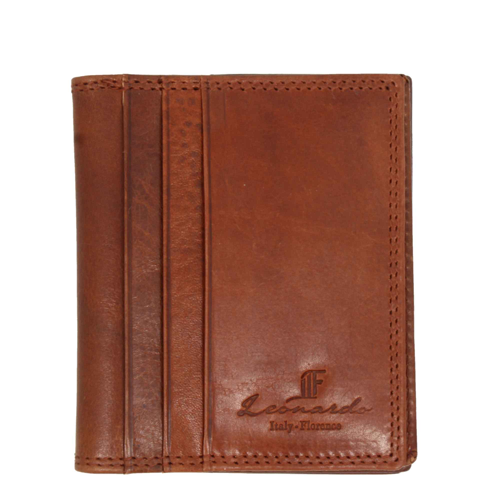 Red calfskin card holder, banknote compartments