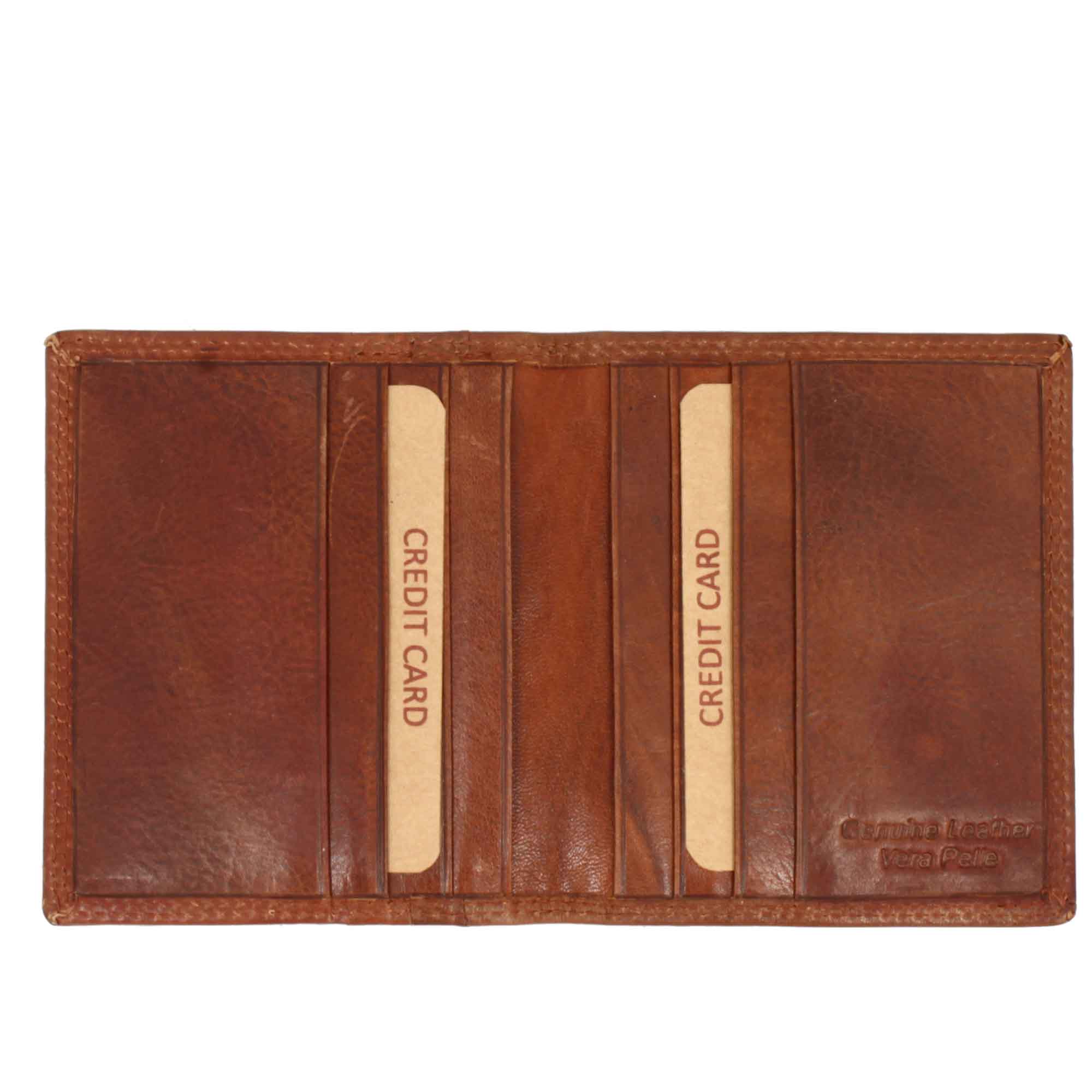 Red calfskin card holder, banknote compartments