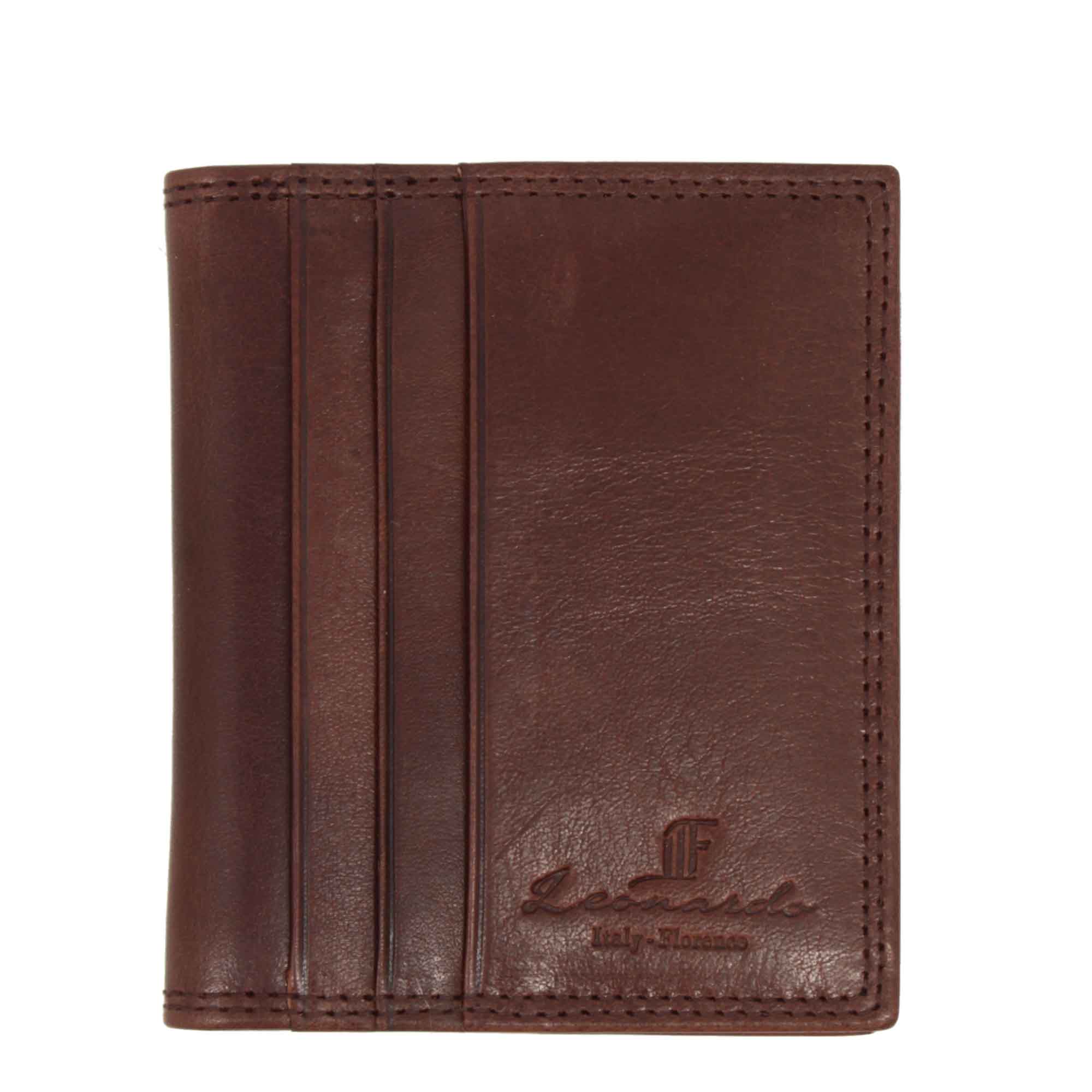 Red calfskin card holder, banknote compartments