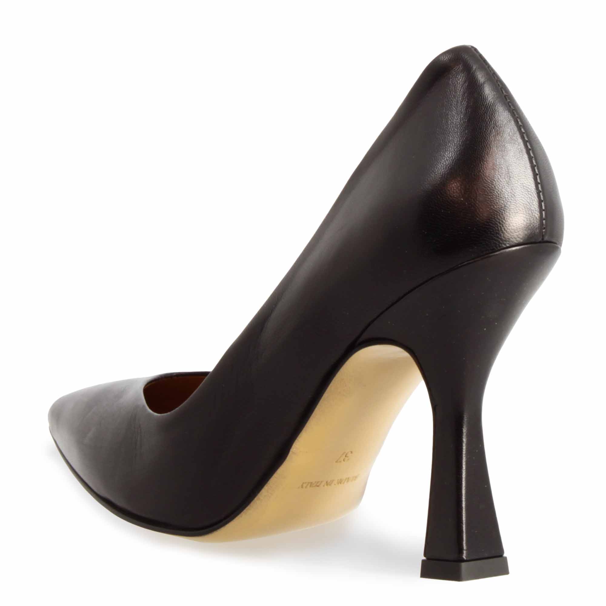 Décolleté nero da donna in pelle e tacco alto 12cm