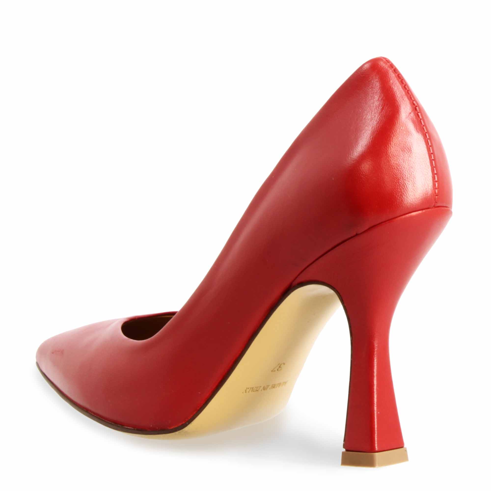 Décolleté rosso da donna in pelle e tacco alto 12cm