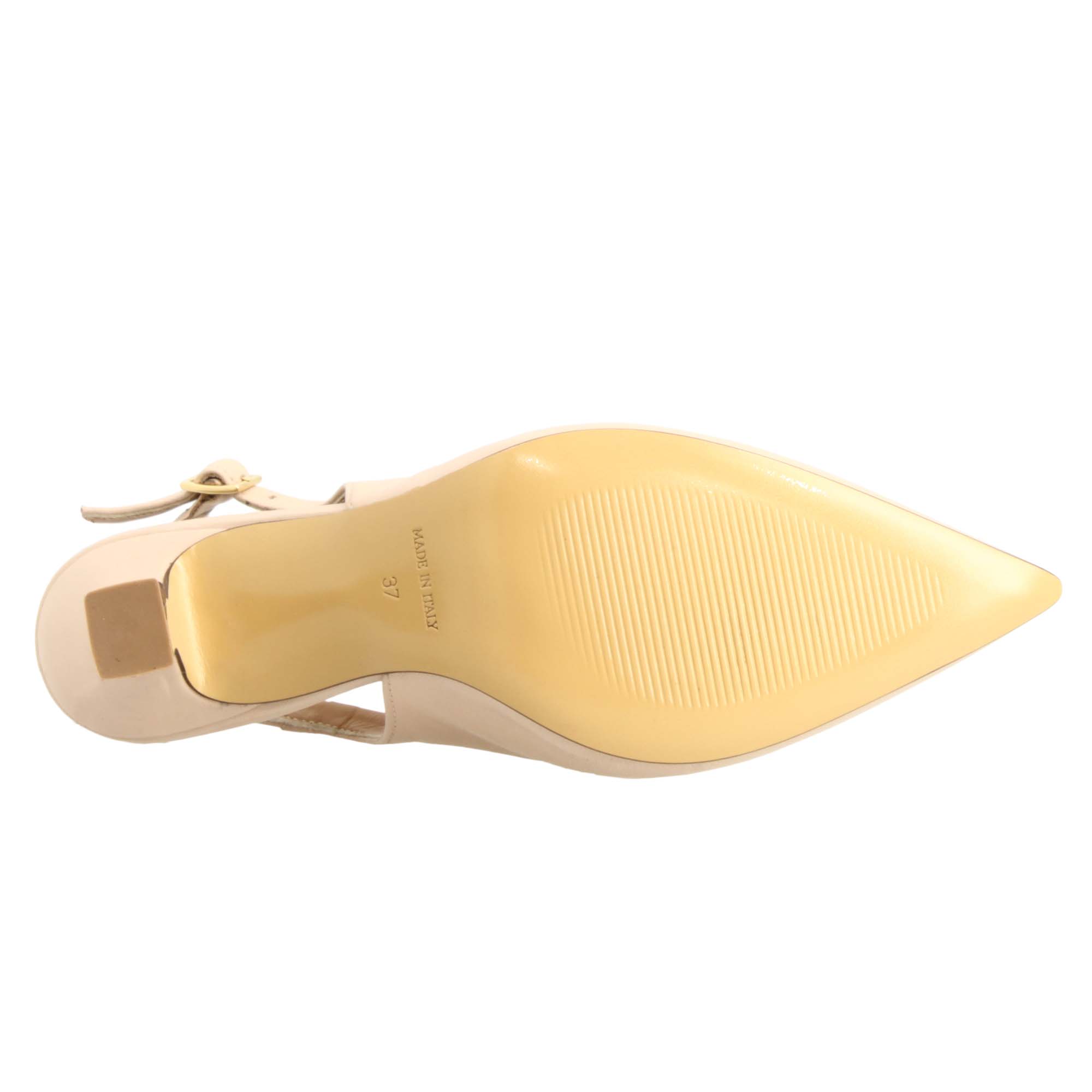 Décolleté slingback da donna a punta e tacco alto in pelle beige