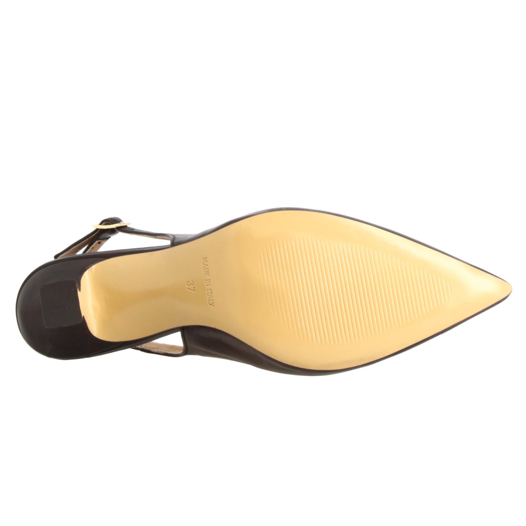 Décolleté slingback da donna a punta e tacco alto in pelle nera