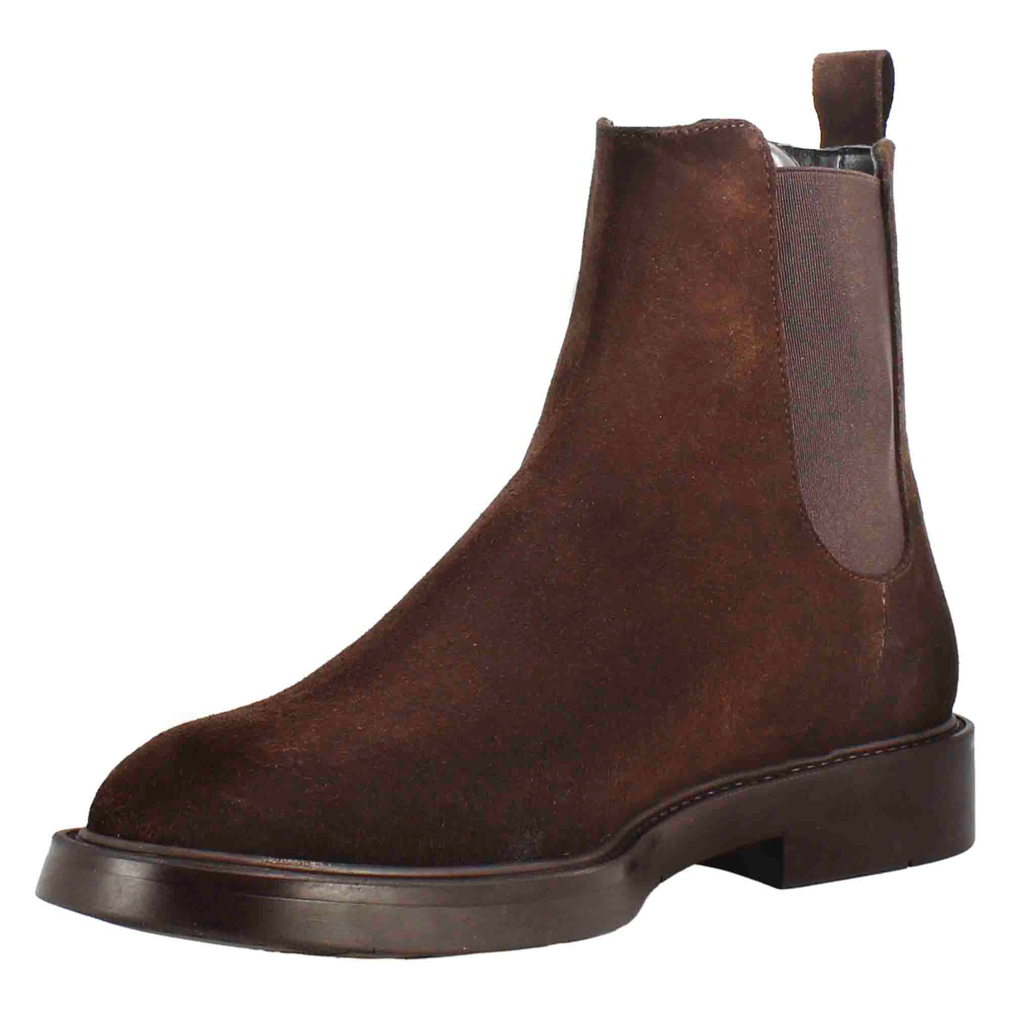 Chelsea boot for men in dark brown suede