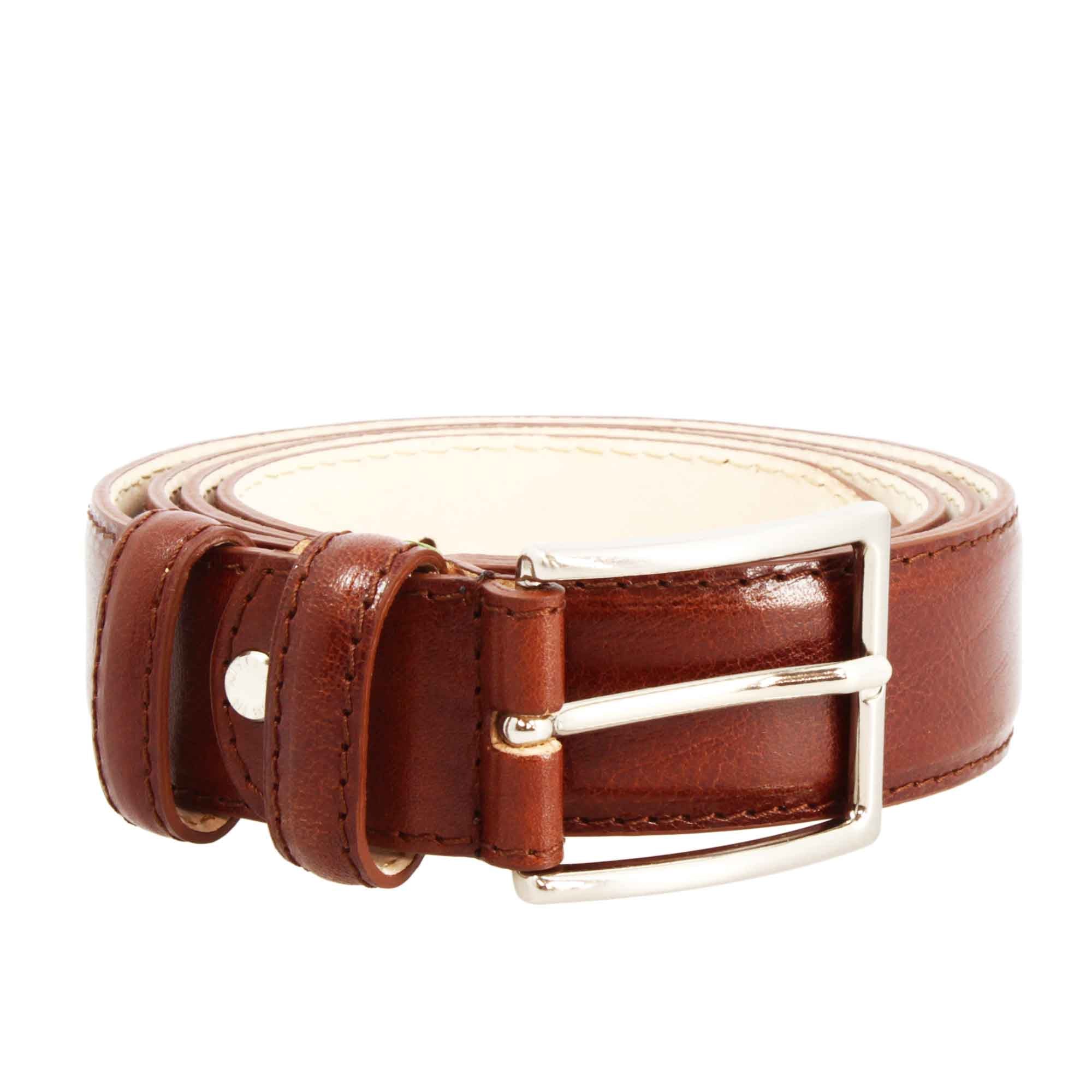 Men's belt in full grain leather in brown color