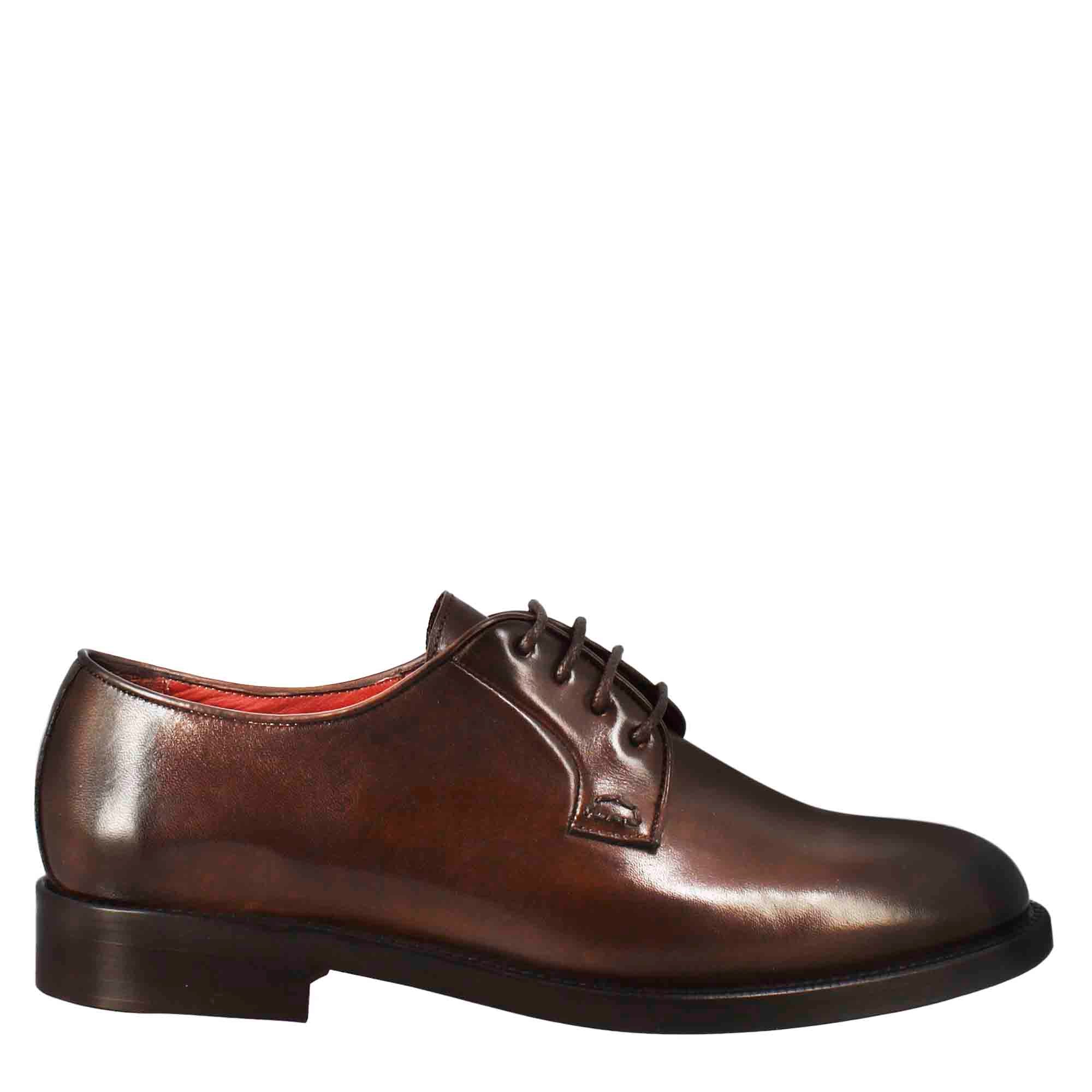 Women's Derby in dark brown smooth leather