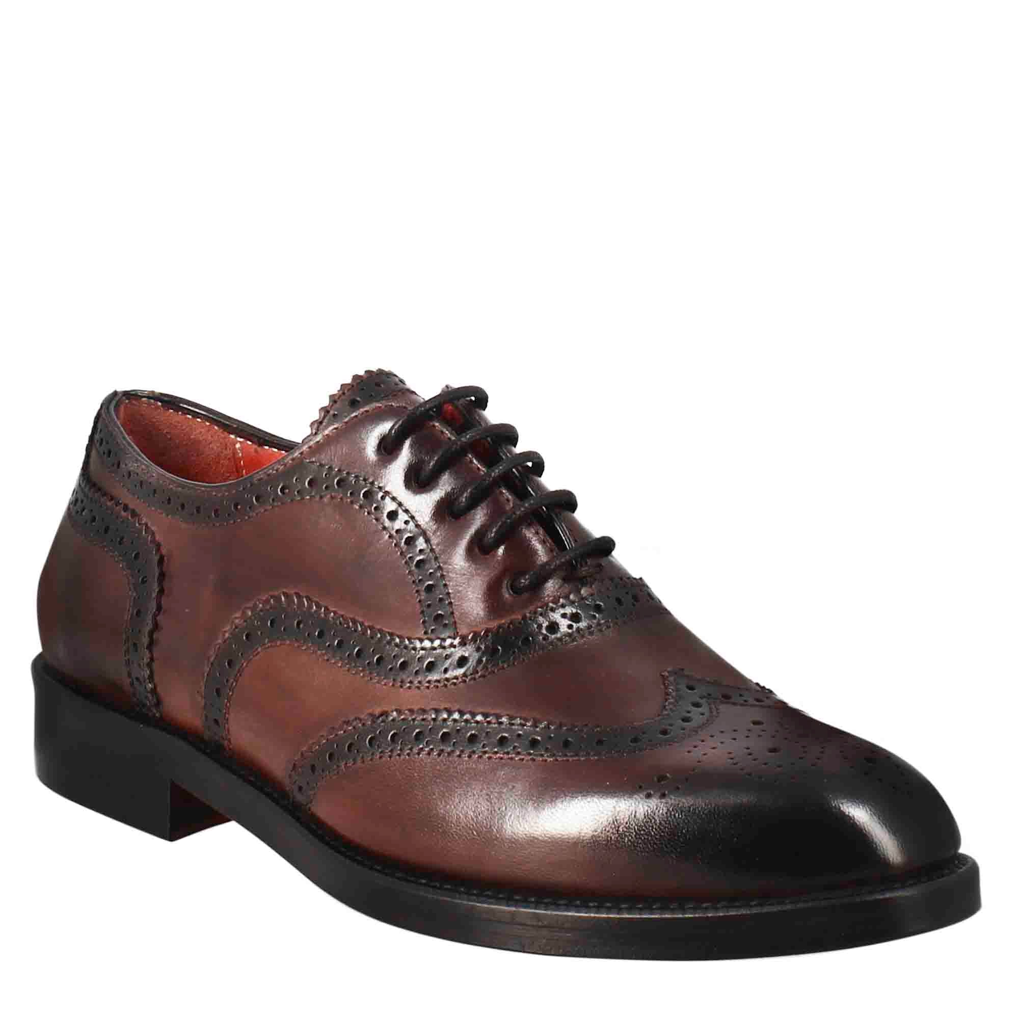 Chaussures richelieu effet richelieu pour femme en cuir bordeaux