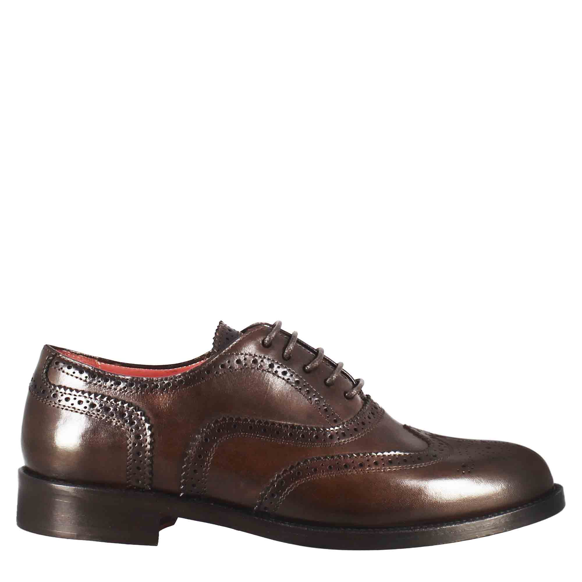 Francesina da donna con dettagli brogue in pelle marrone scuro