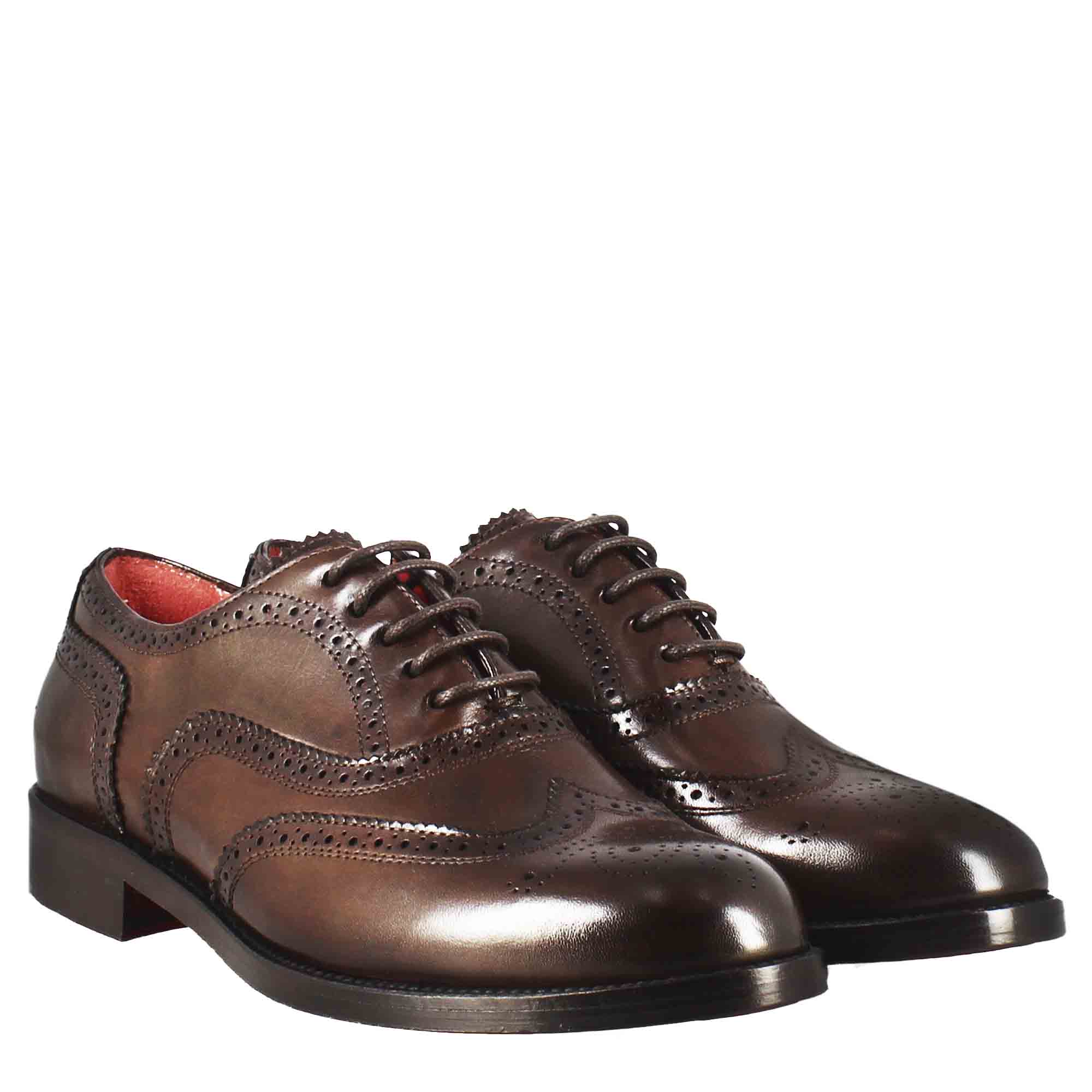 Francesina da donna con dettagli brogue in pelle marrone scuro