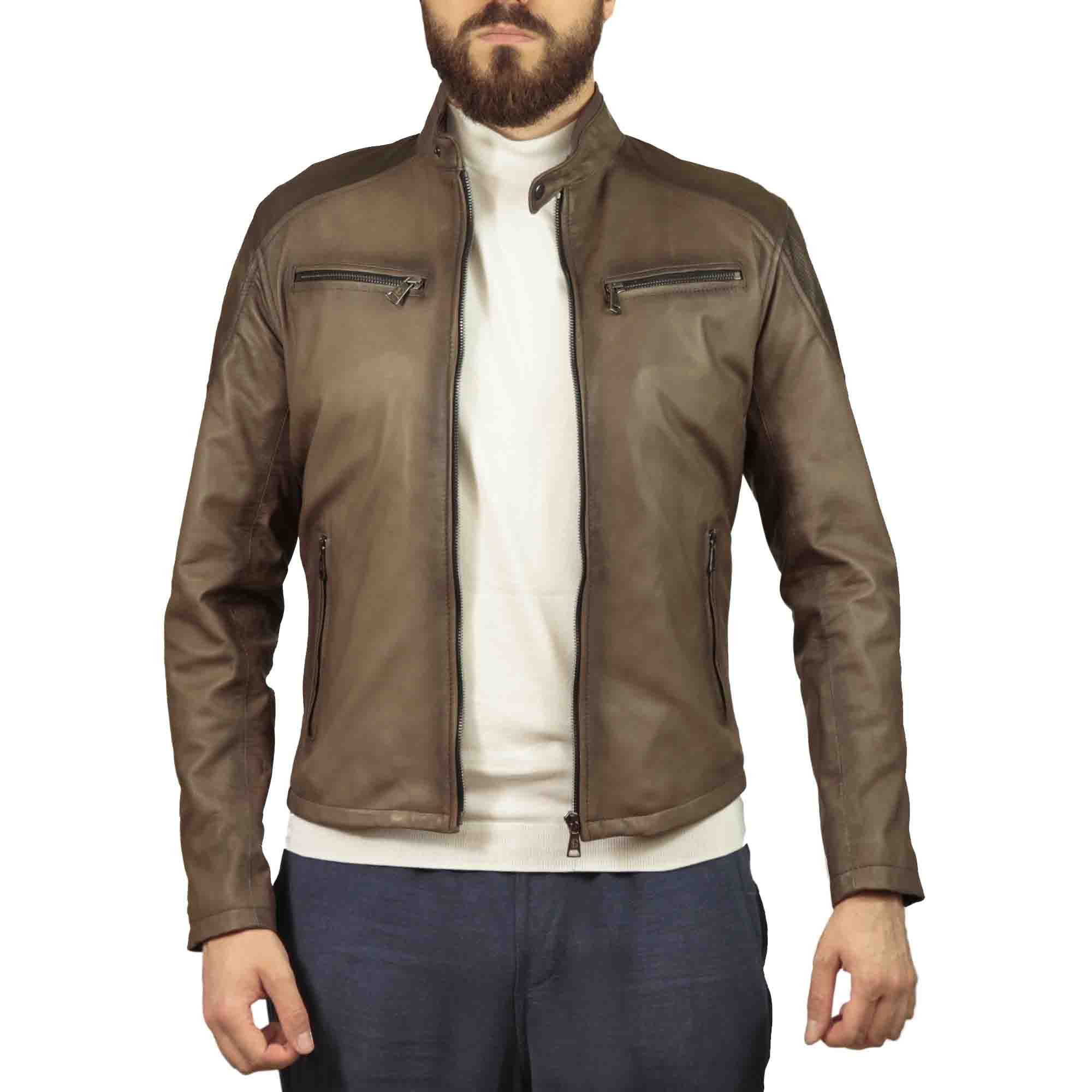 Sports jacket in brown vegetable tanned leather