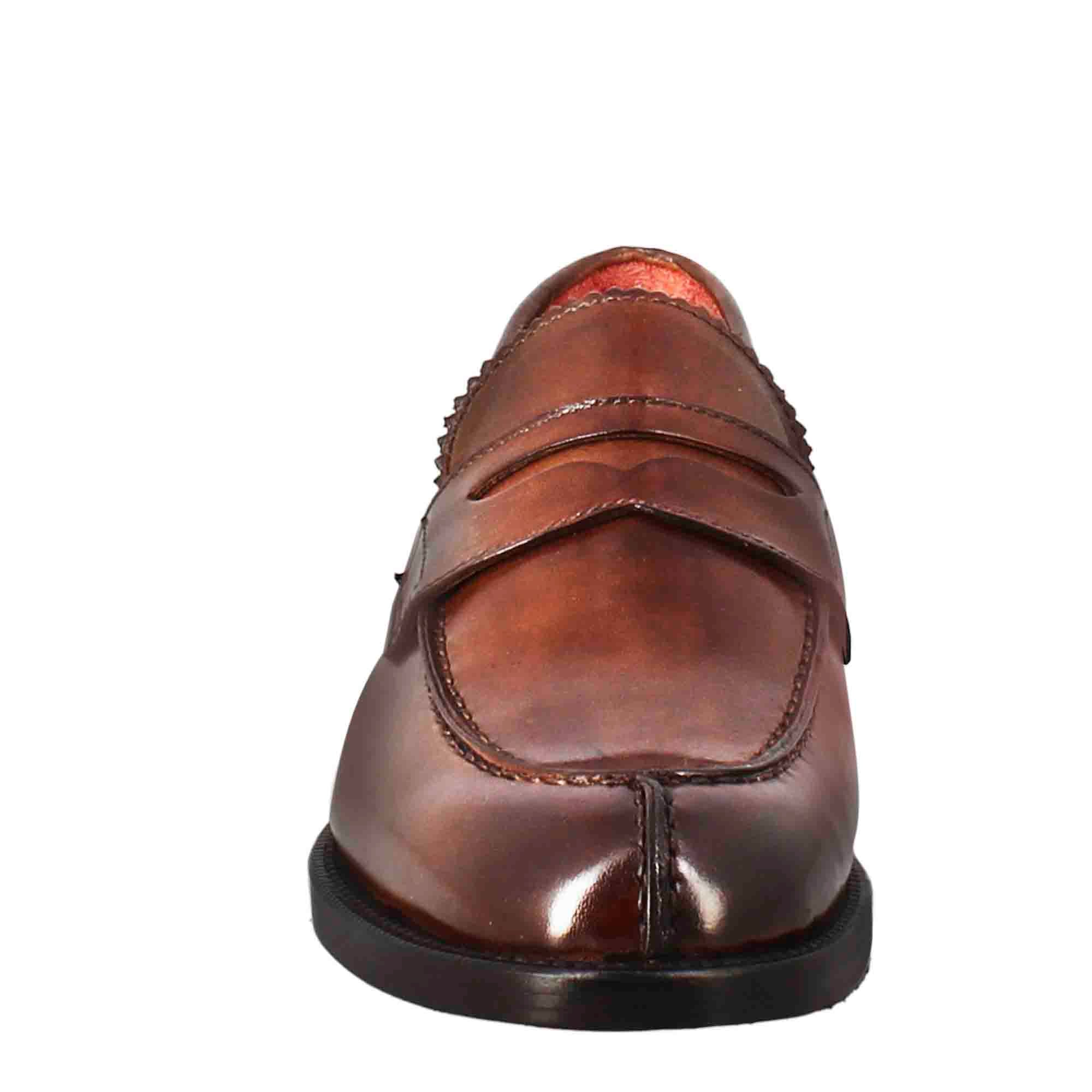 Mocassin pour femme avec muflier en cuir marron