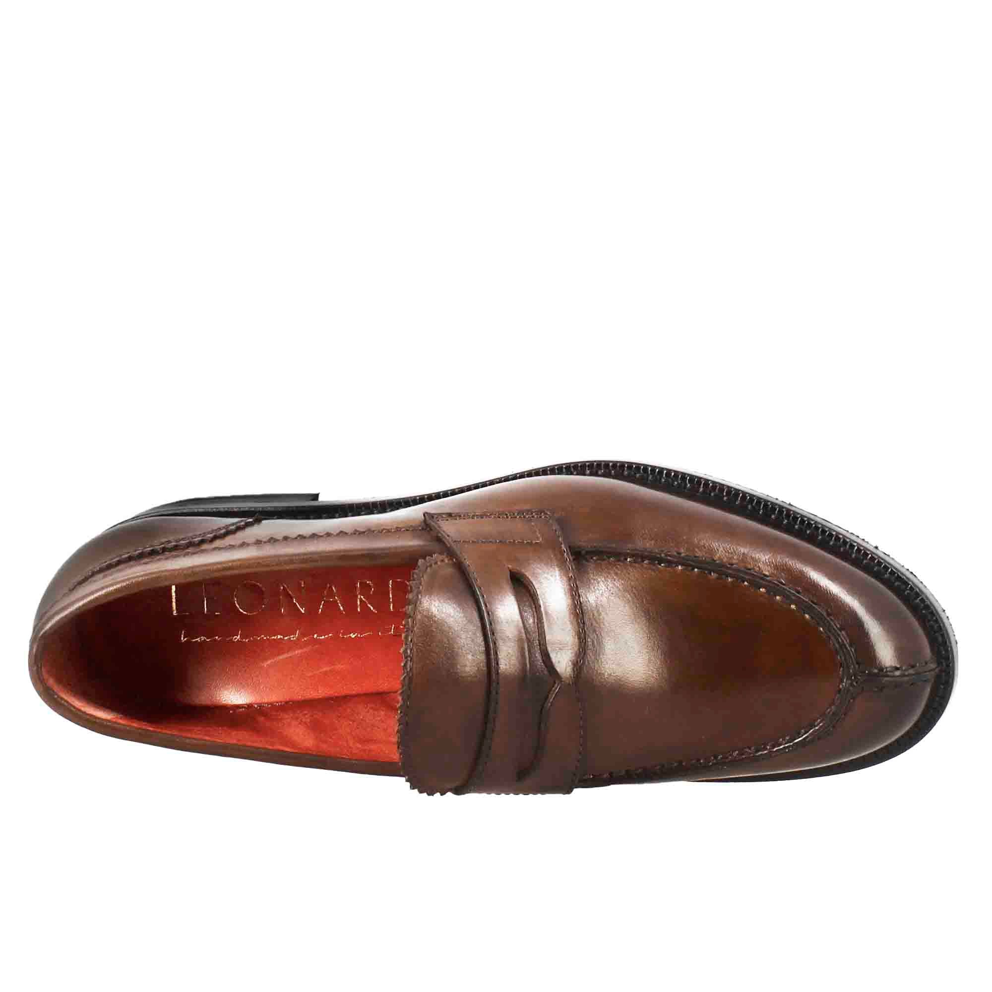 Mocassin pour femme avec muflier en cuir marron