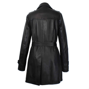 Giacca da donna stile trench in pelle alta qualità colore nero