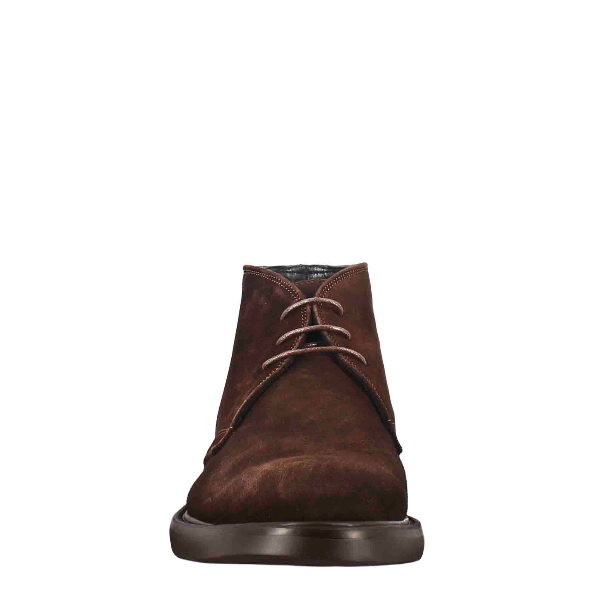 Men's ankle boot in dark brown suede