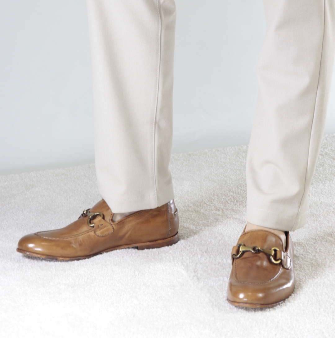 Men's moccasin in brown smooth leather with horsebit