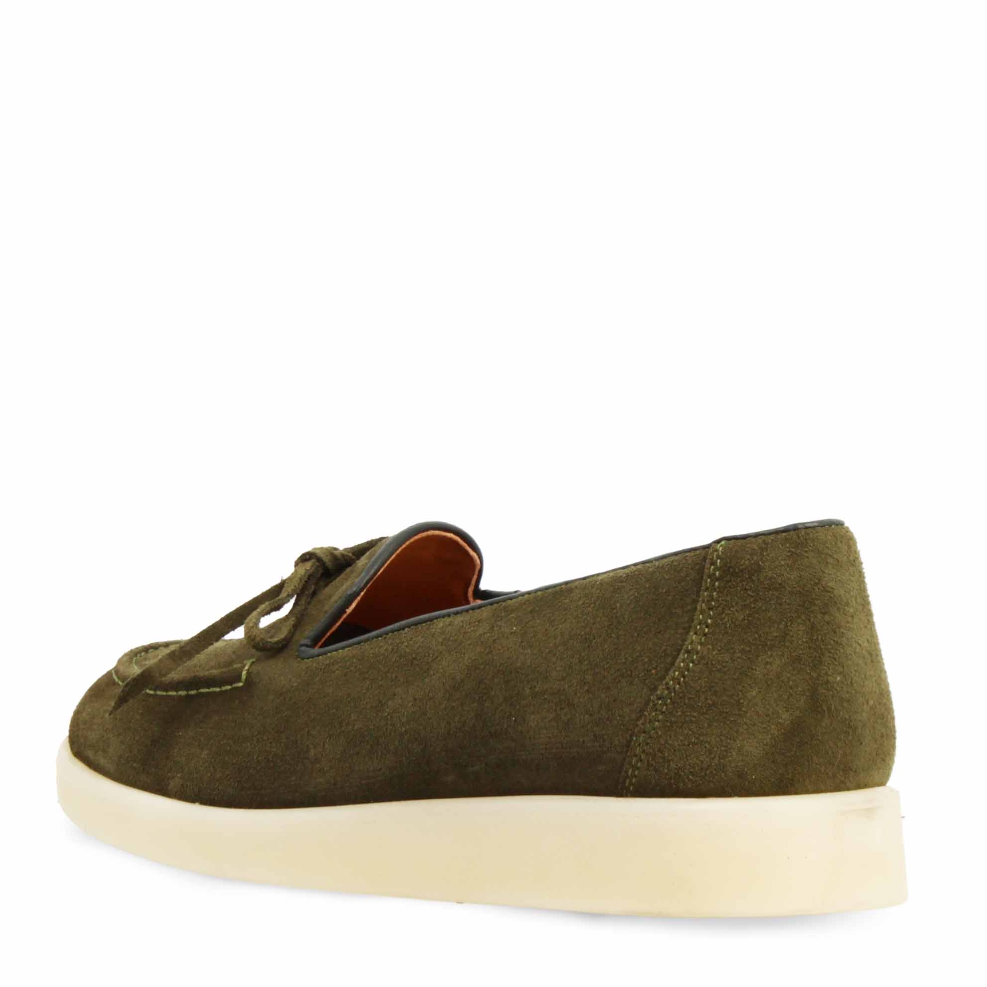 Handmade Women's Green Suede Boat Shoe