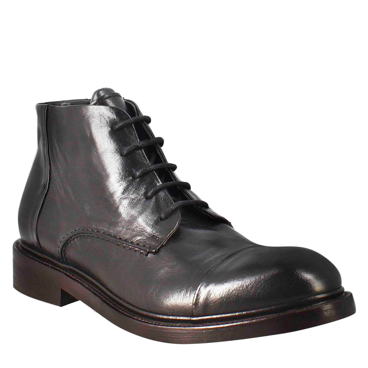 Men Black Zipper Ankle Genuine Leather Boots - Leather Skin Shop