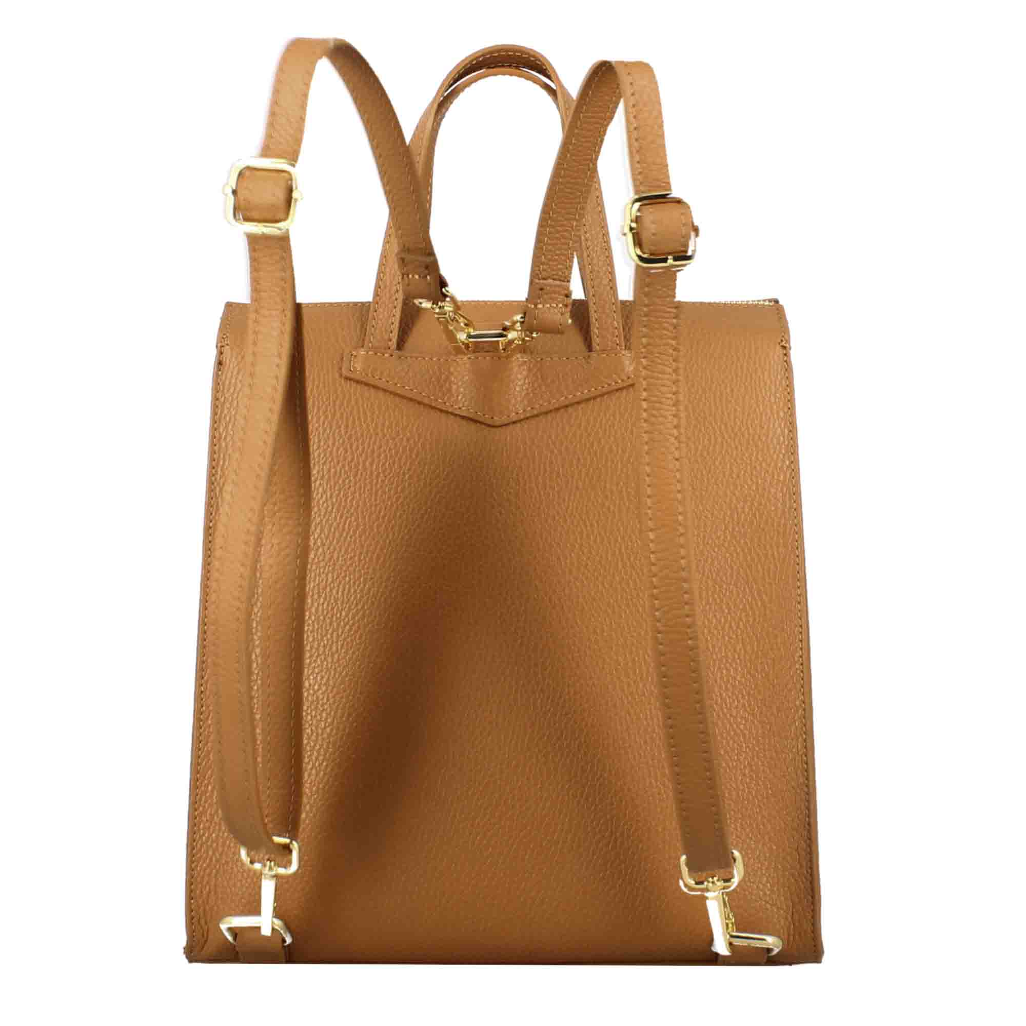 Casual brownleather women's backpack