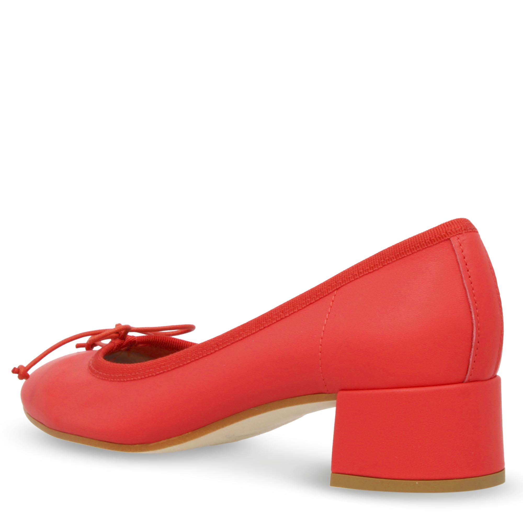 Handmade ballerina with medium heel in red leather