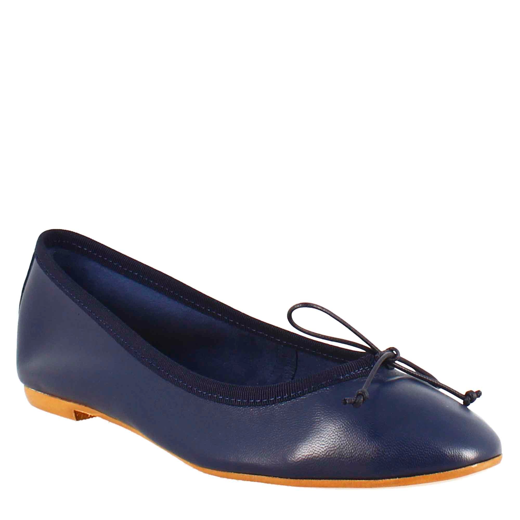 Ballerine leggere da donna color blu in pelle liscia