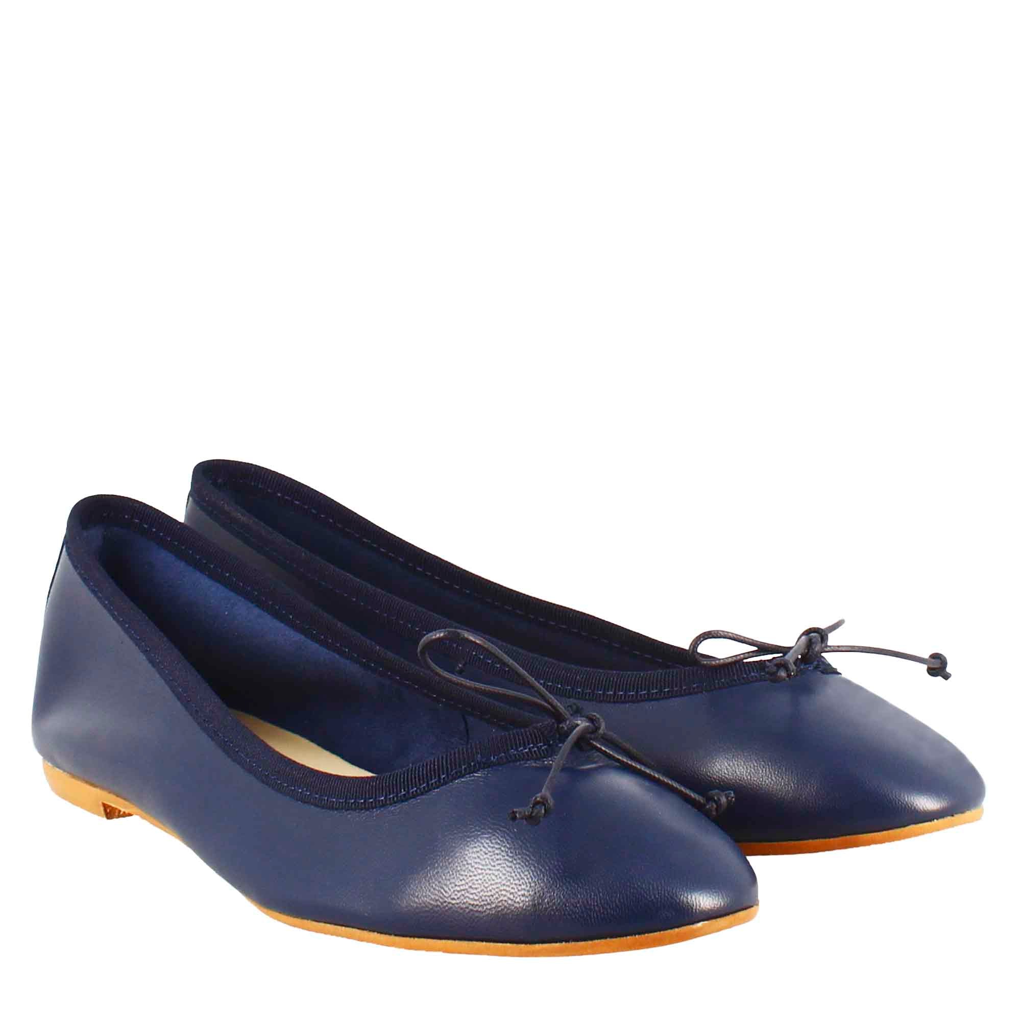 Ballerine leggere da donna color blu in pelle liscia