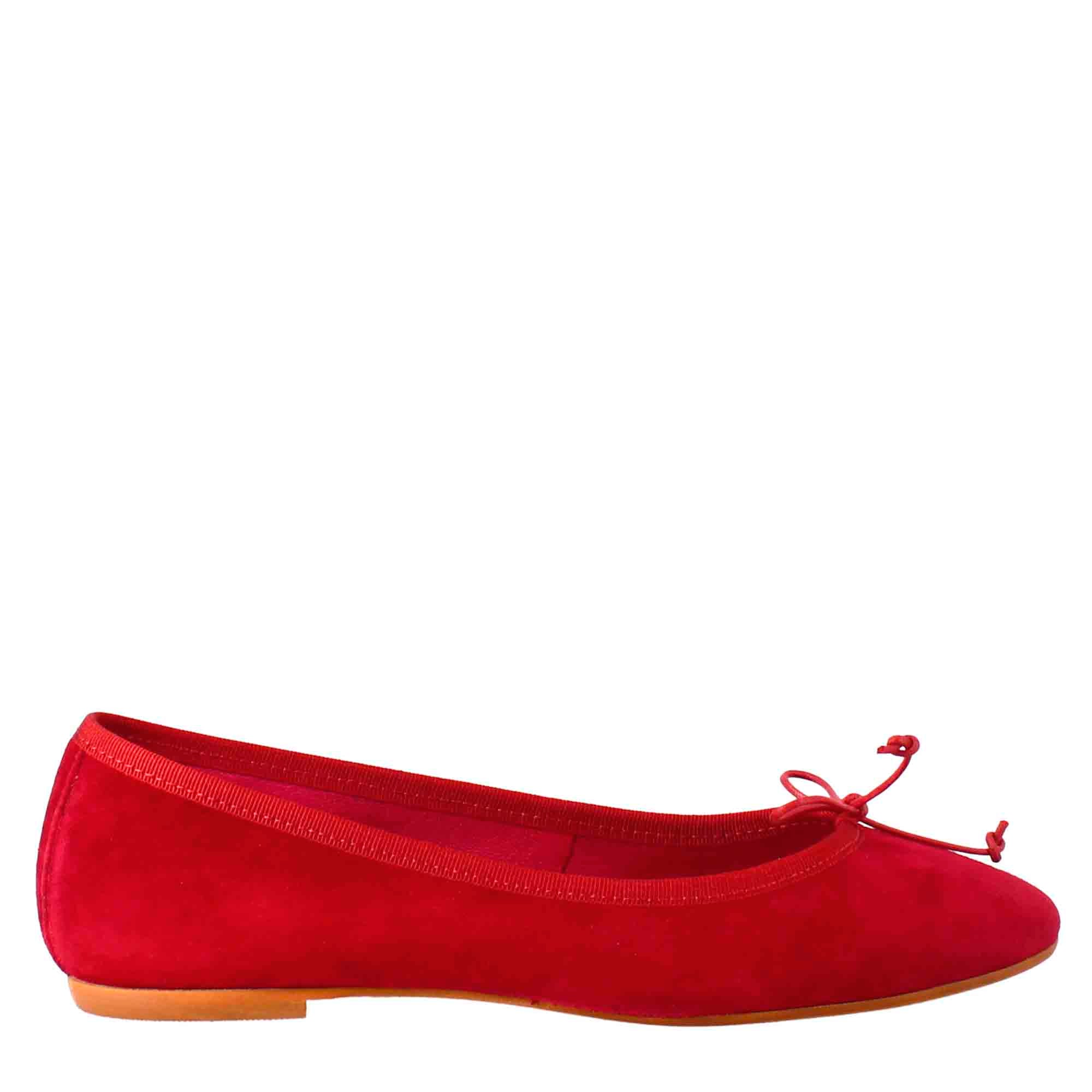 Ballerine leggere da donna color rosso in camoscio sfoderate