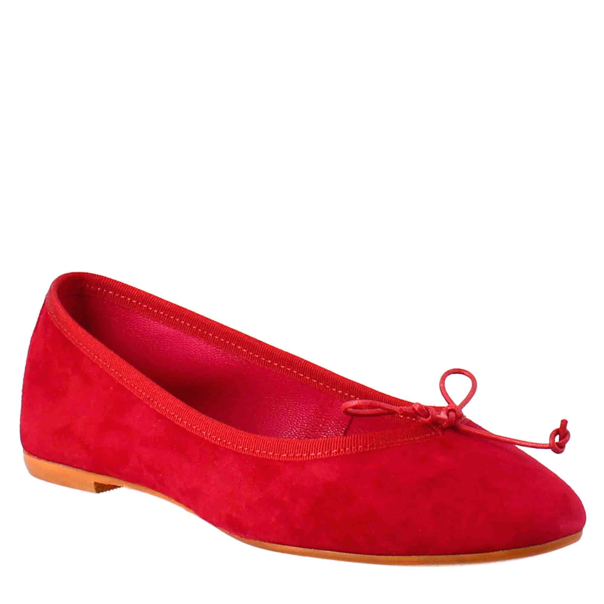 Ballerine leggere da donna color rosso in camoscio sfoderate