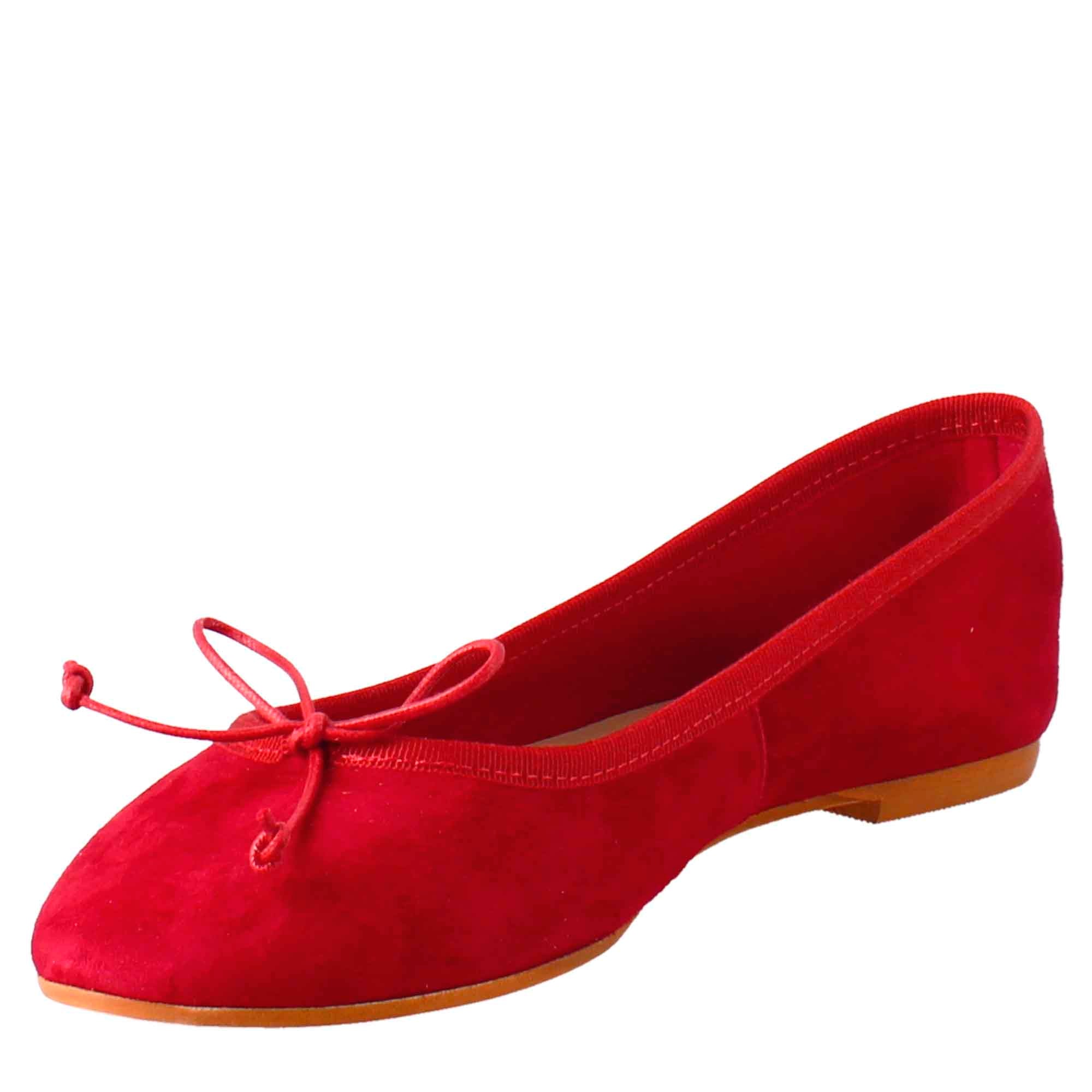 Ballerine leggere da donna color rosso in camoscio sfoderate