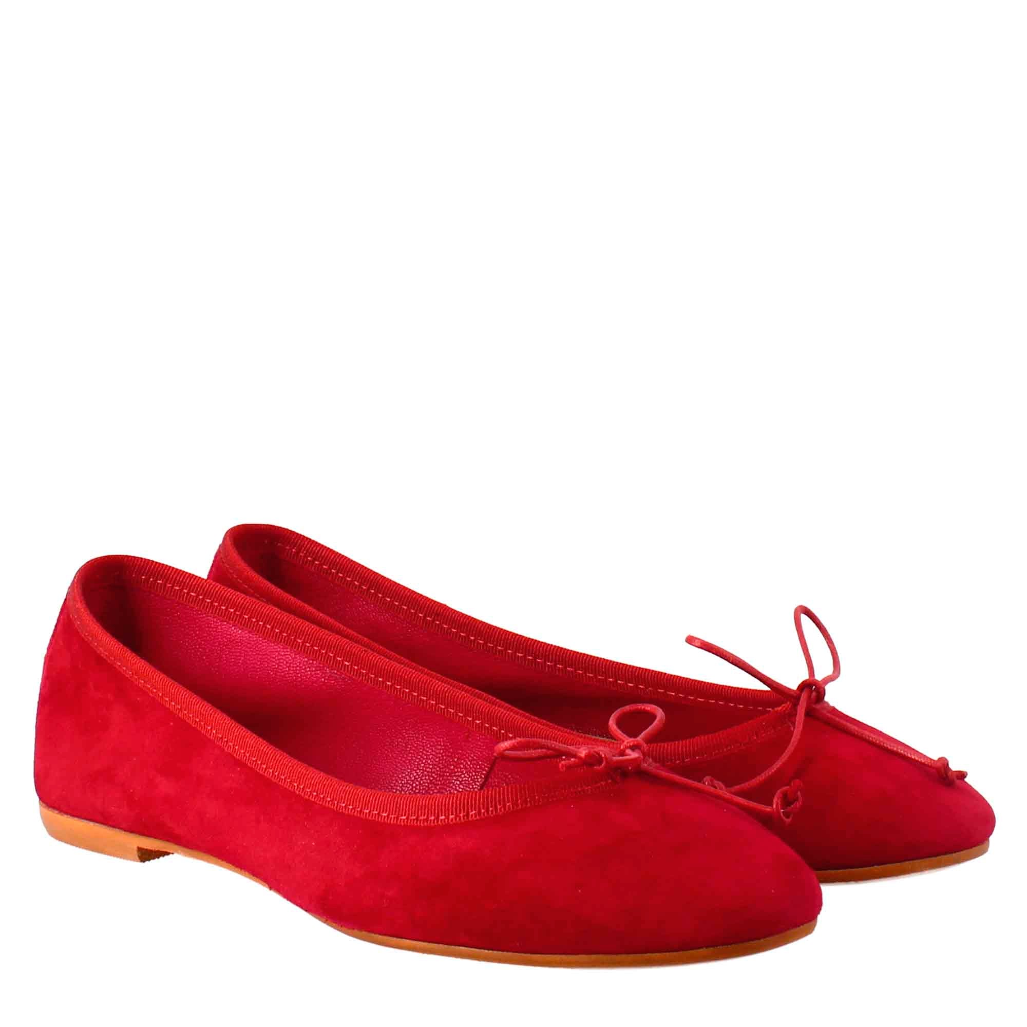 Ballerine leggere da donna color rosso in camoscio sfoderate