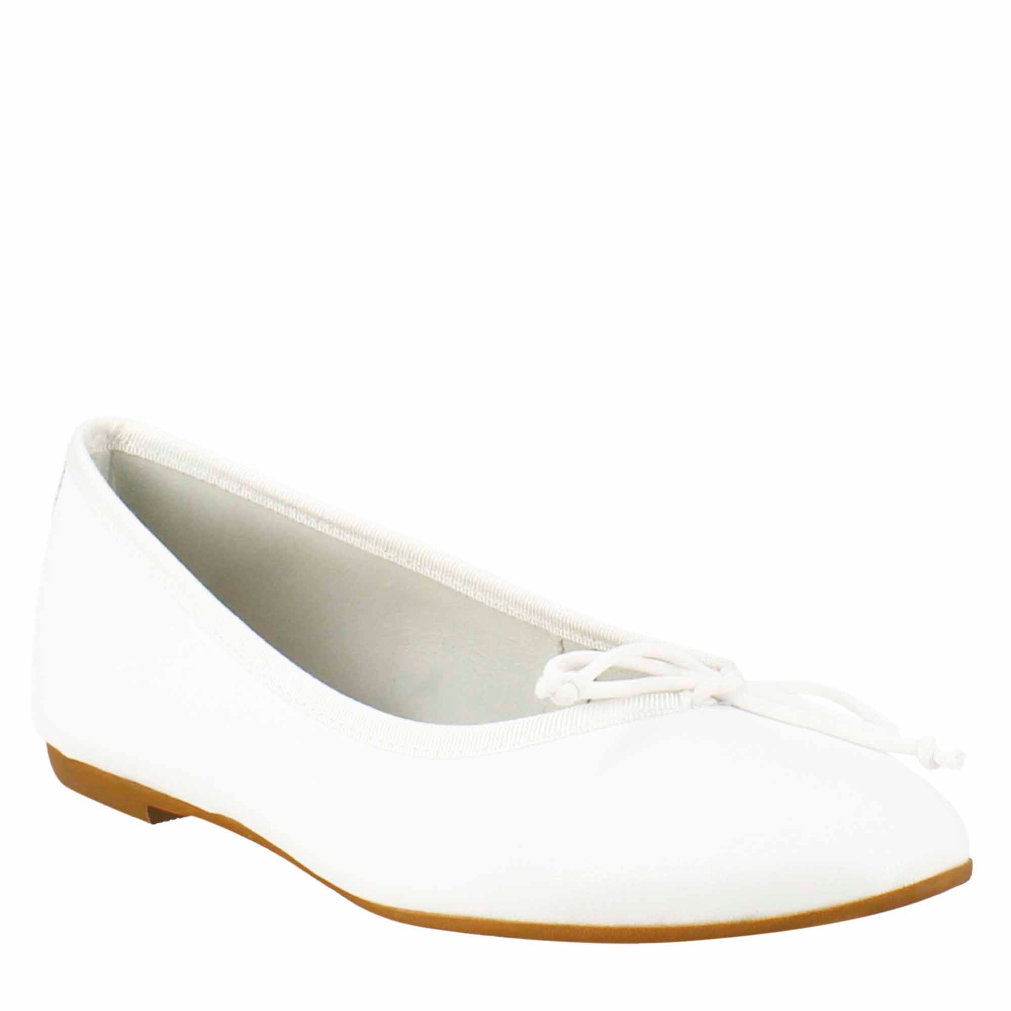 Ballerine leggere da donna color bianco in pelle liscia