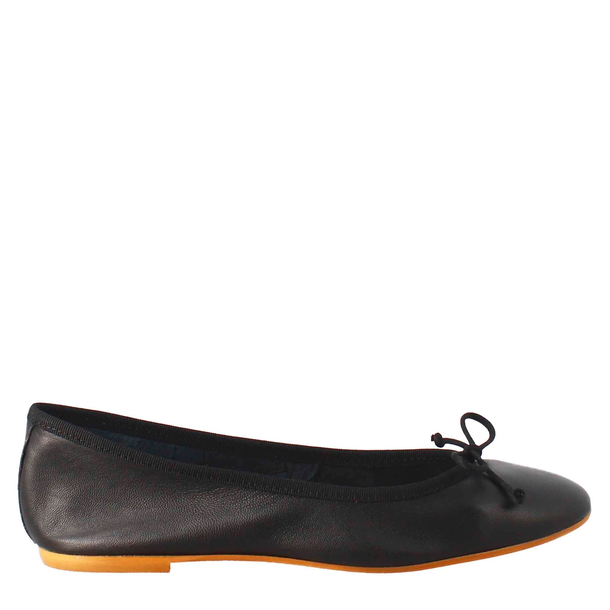 Ballerines femme noir clair en cuir lisse 