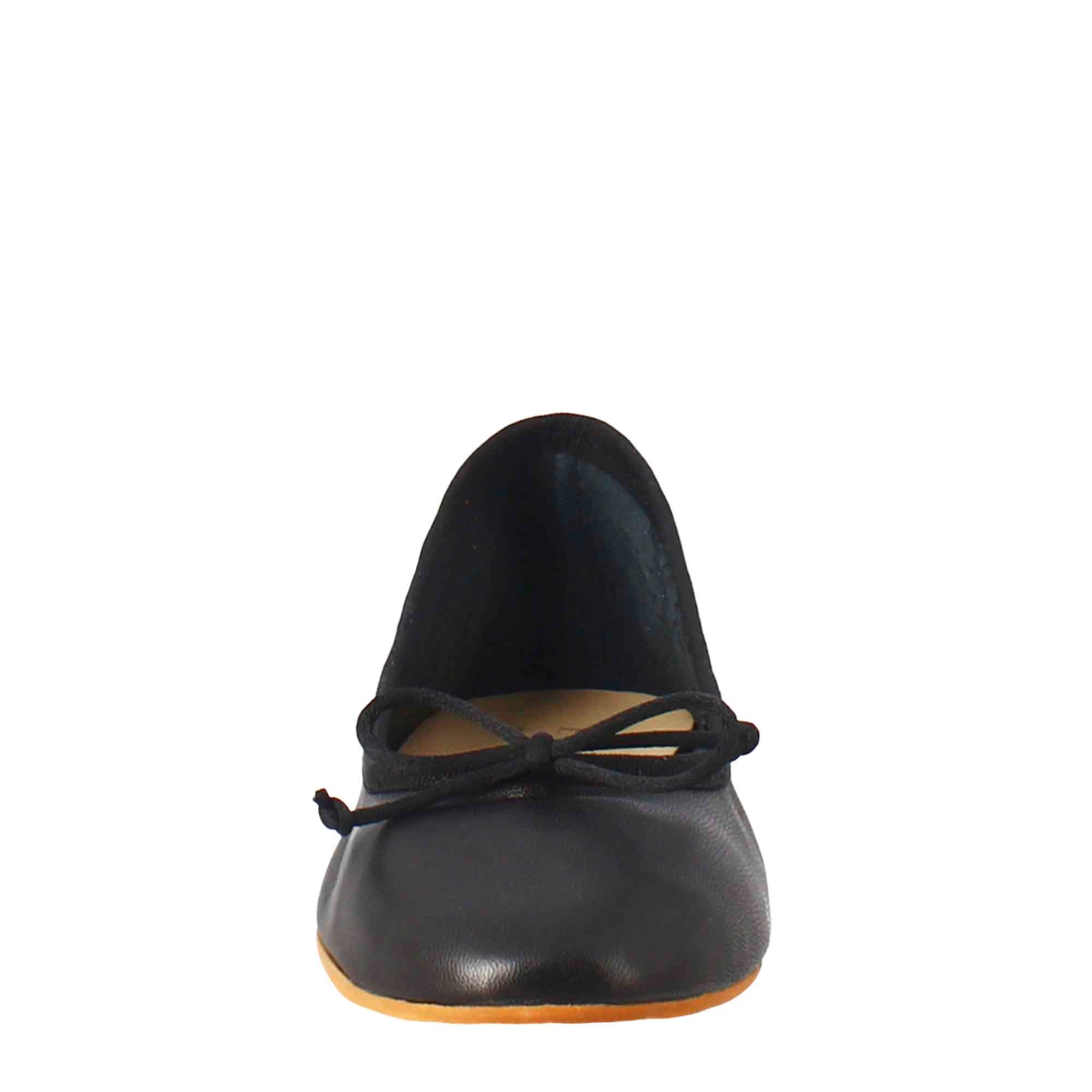 Ballerines femme noir clair en cuir lisse 