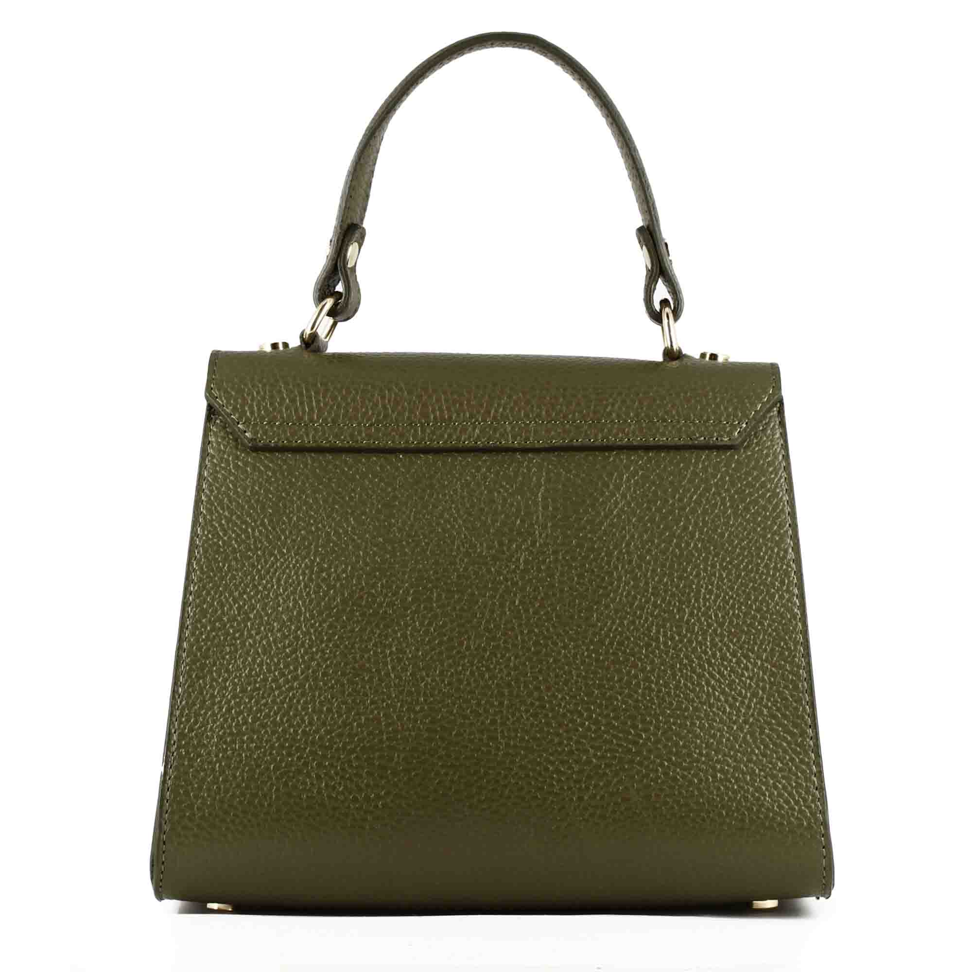 Lady K leather handbag with removable green shoulder strap