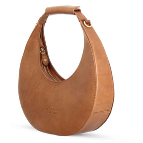 Olimpia women's shoulder bag in brown leather