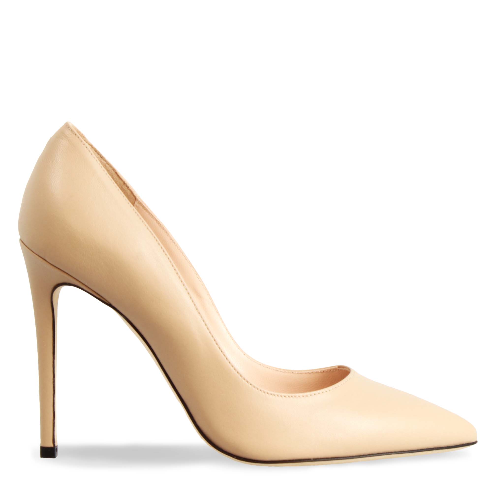 Décolleté con tacco alto eleganti da donna fatte a mano in pelle beige