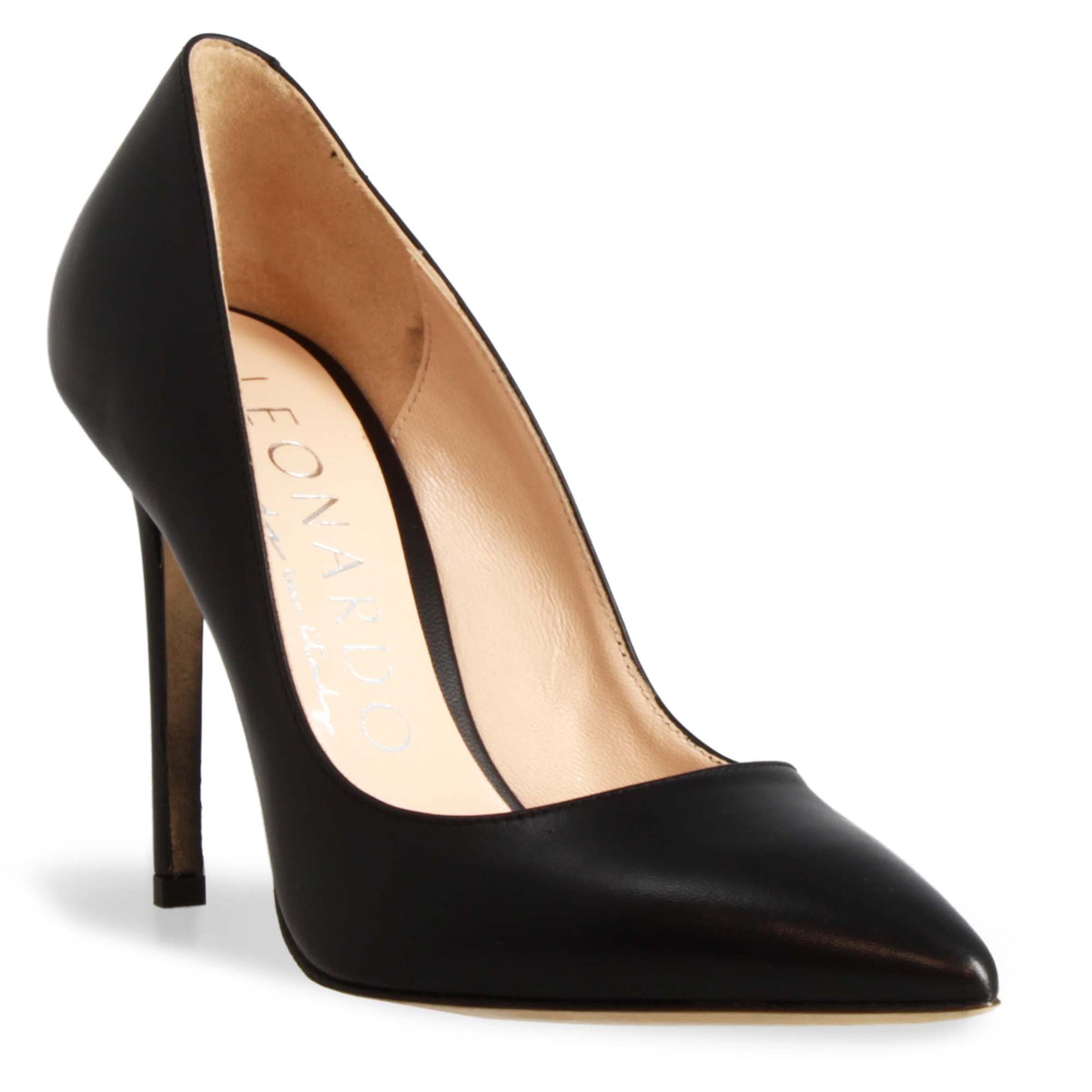 Elegante handgefertigte schwarze Lederpumps mit hohen Absätzen für Damen