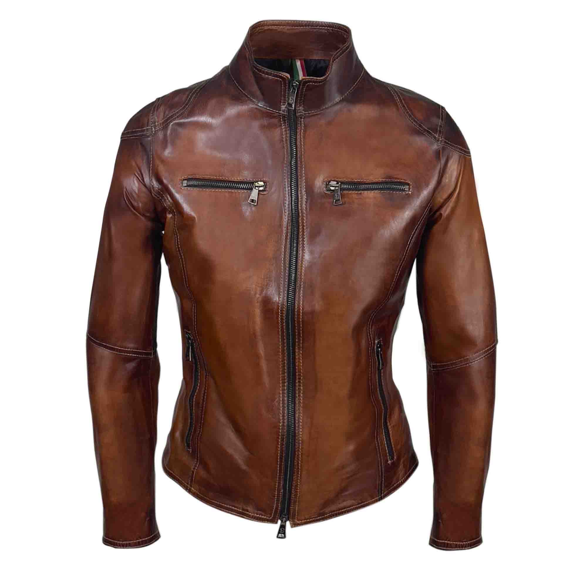 Women's high quality brown vegetable tanned leather jacket