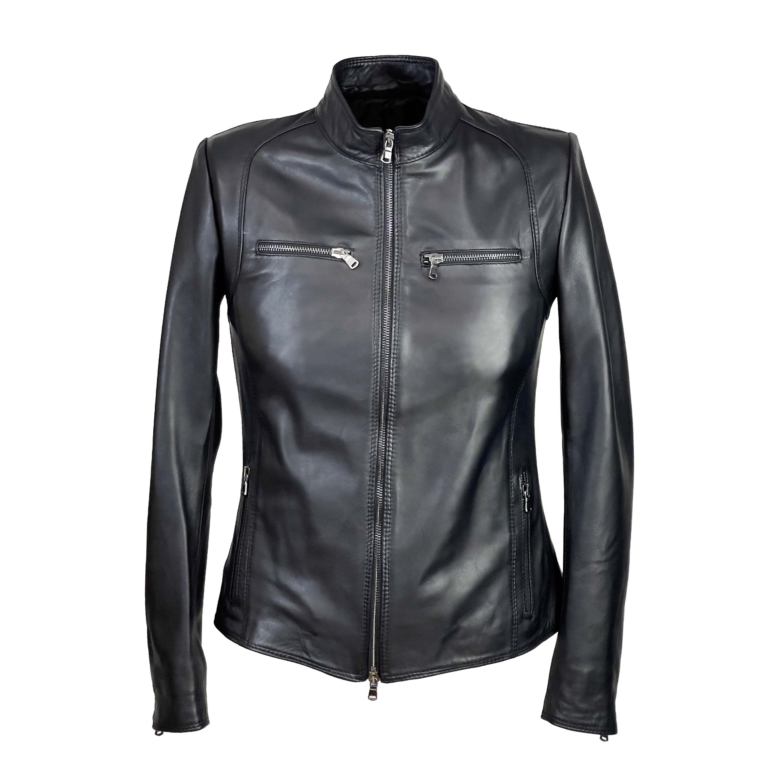 Classic women's jacket in high quality black leather