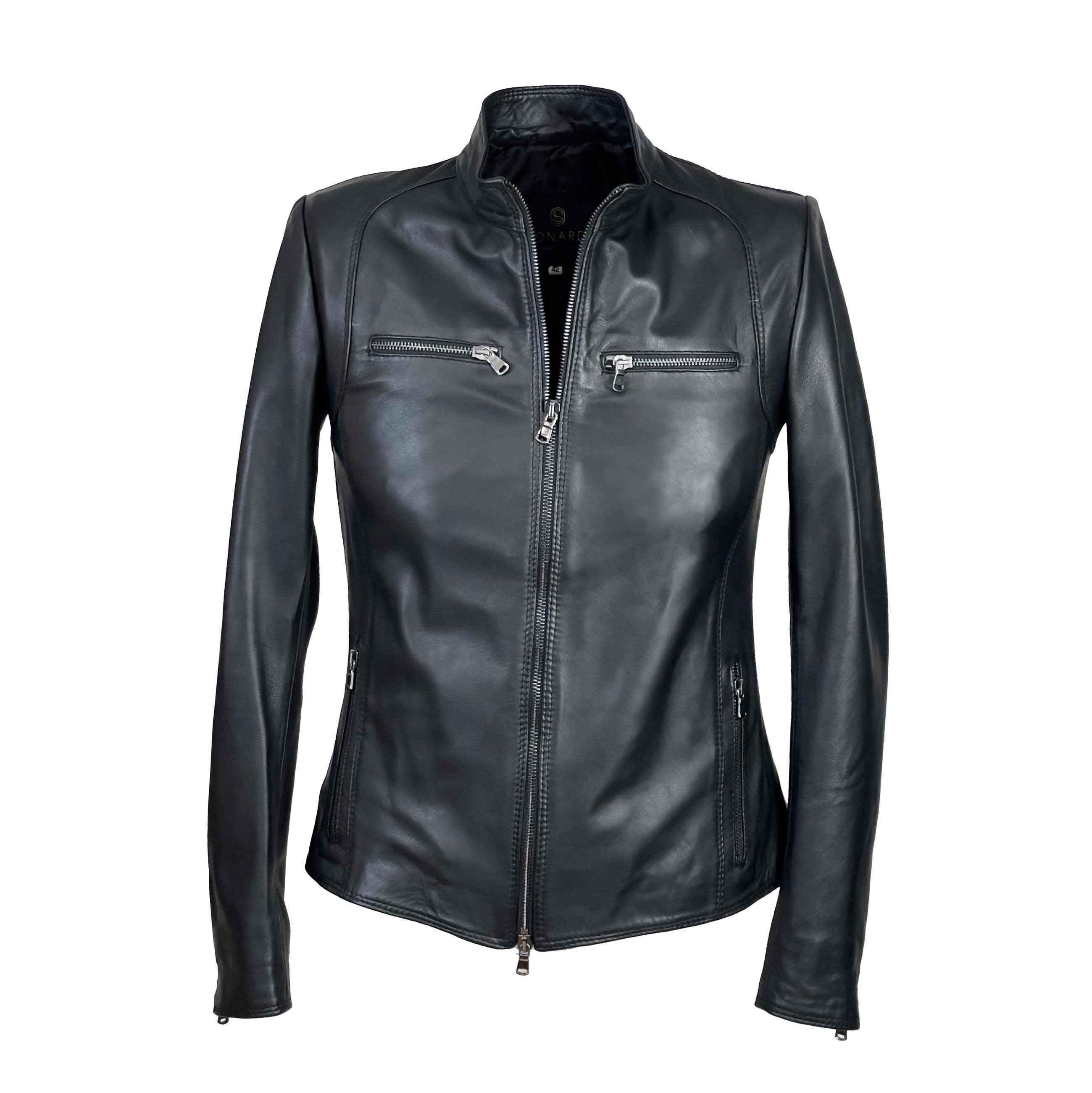 Classic women's jacket in high quality black leather