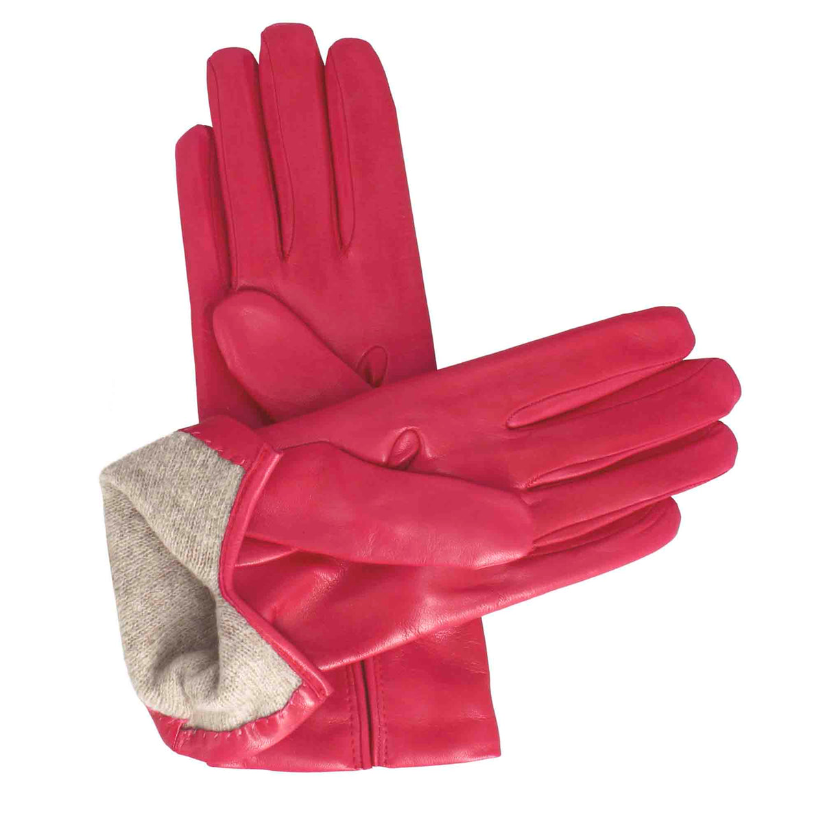 Forzieri Burgundy Leather Women's Gloves w/Cashmere Lining M