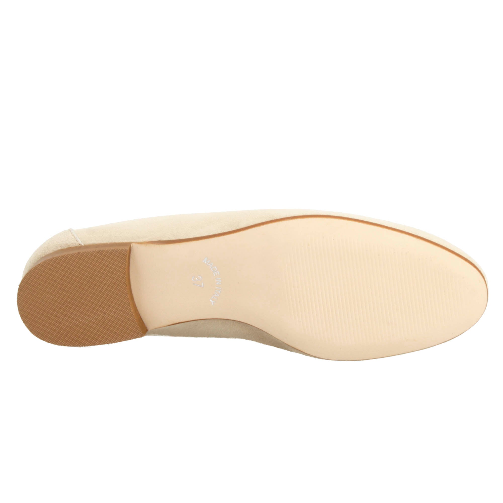 Mocassino artigianale da donna in pelle scamosciata beige