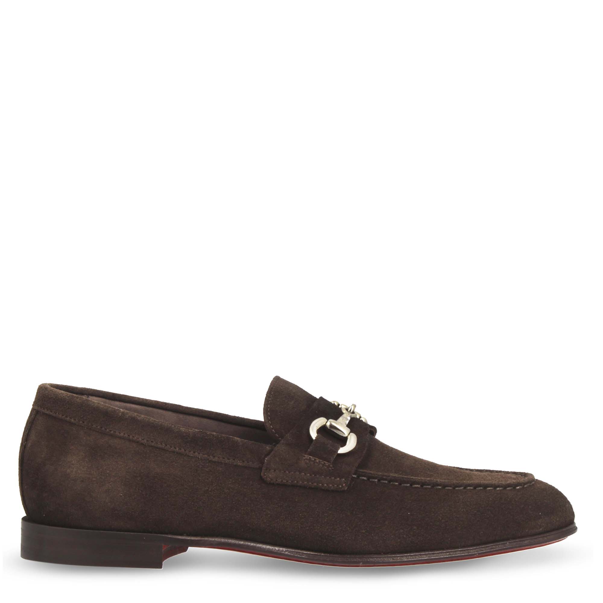 Men's Handmade Brown Suede Loafer with Buckle