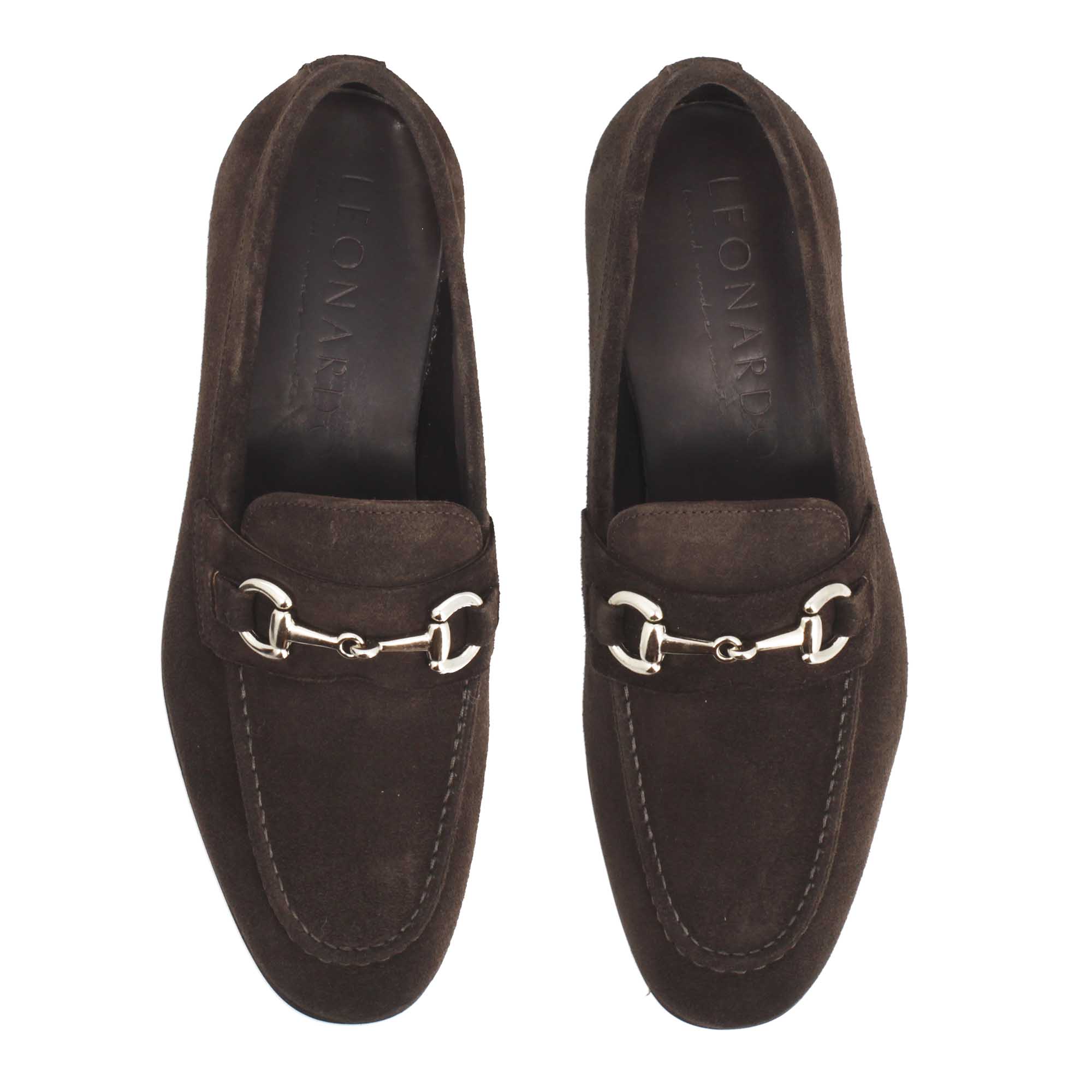 Mocassins en daim marron faits main pour hommes avec boucle