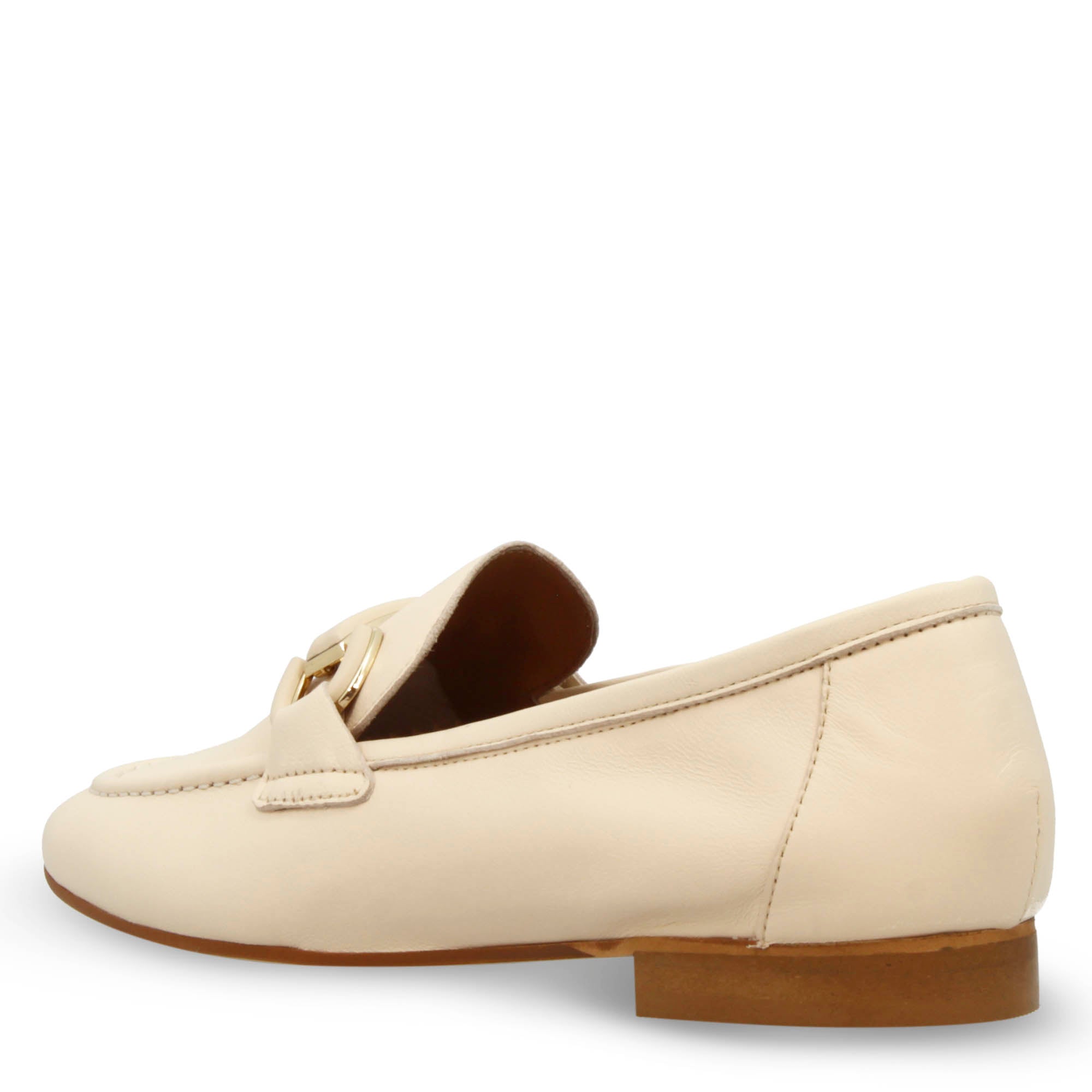 Mocassino morbido artigianale da donna in pelle beige