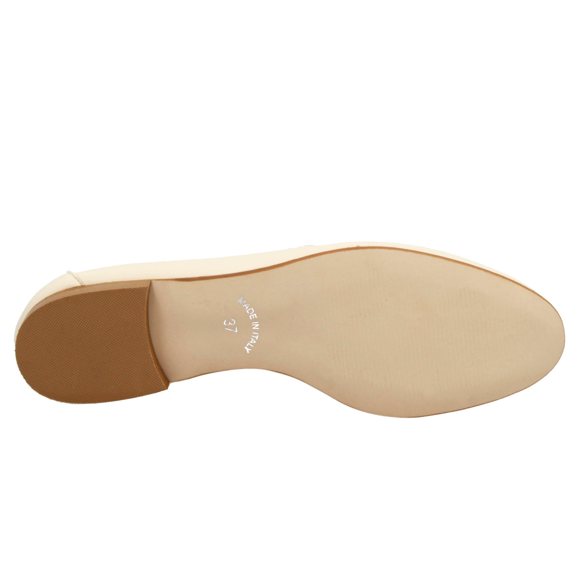 Mocassino morbido artigianale da donna in pelle beige