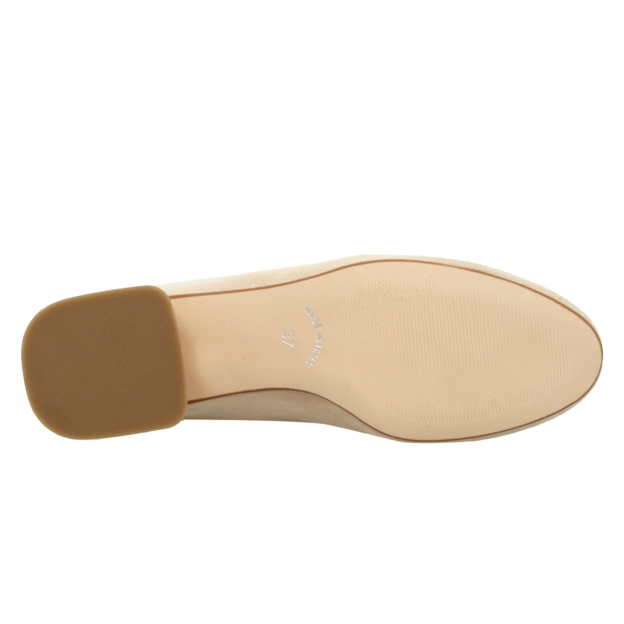 Mocassino tacco medio da donna in pelle scamosciata beige