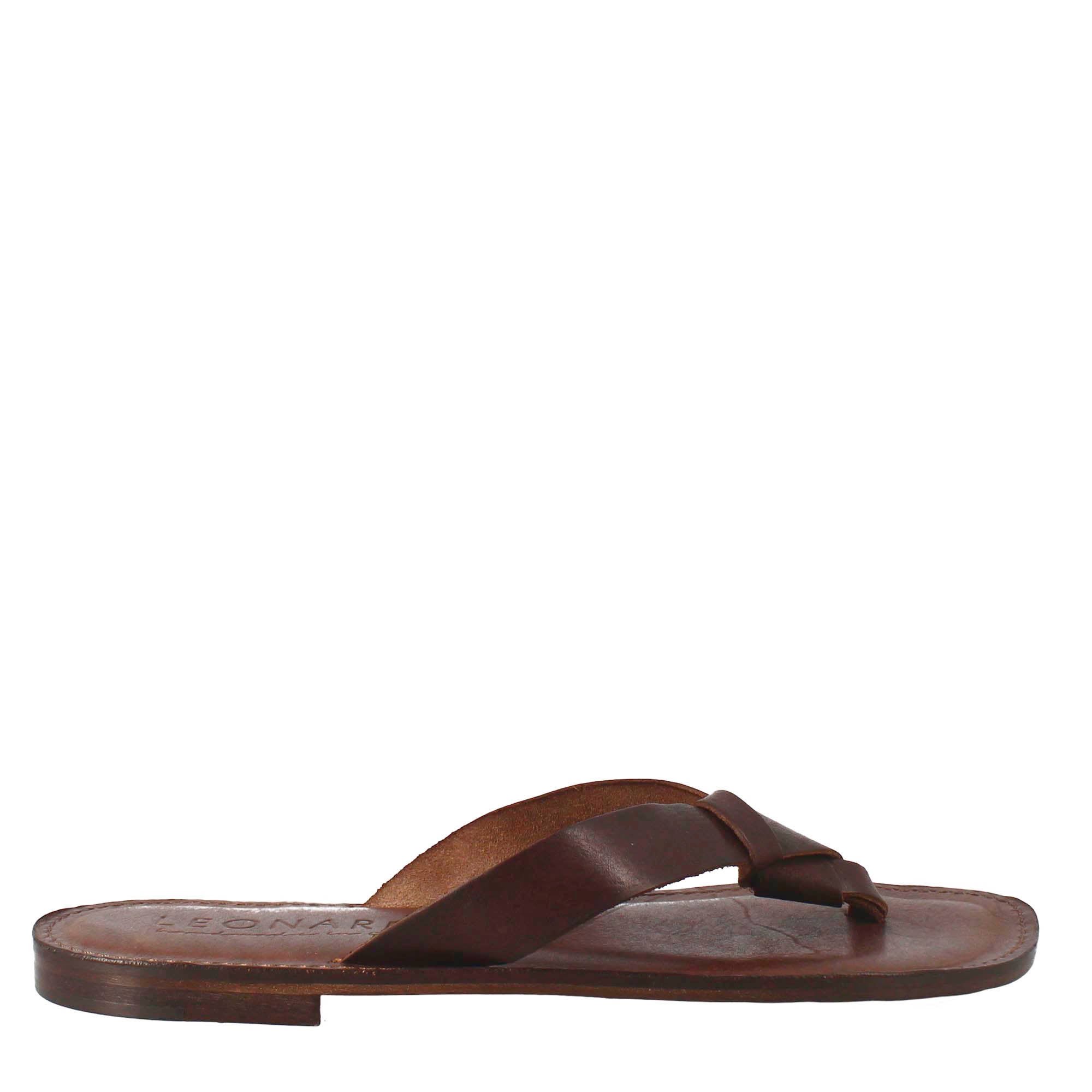 Men's gladiator sandals in Arezzo in brown leather